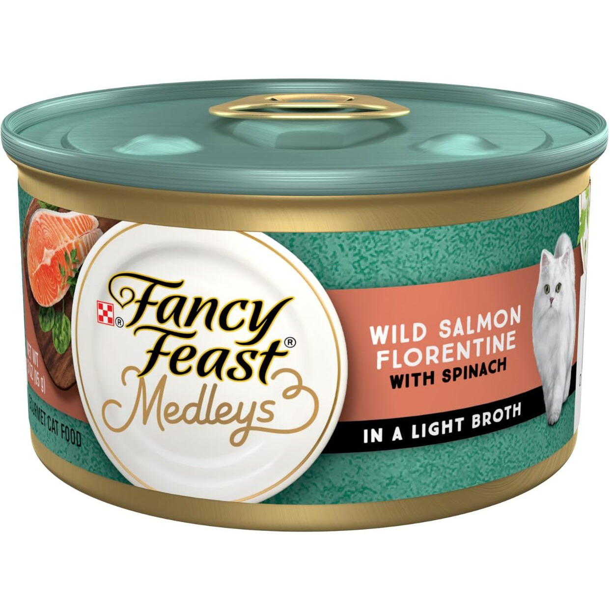 Fancy Feast Elegant Medleys, Wild Salmon Florentine With Garden Greens Wet Cat Food, 3 Oz (Pack Of 6)