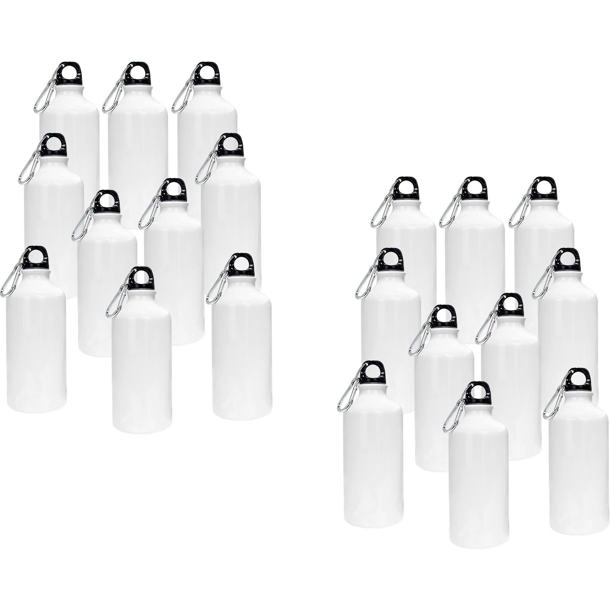 Intsupermai 20Pcs 600Ml Blank Coated Sublimation Aluminum Water Bottle White Sport Bottle Sublimation Transfer With Safe Lock 600Ml Capacity