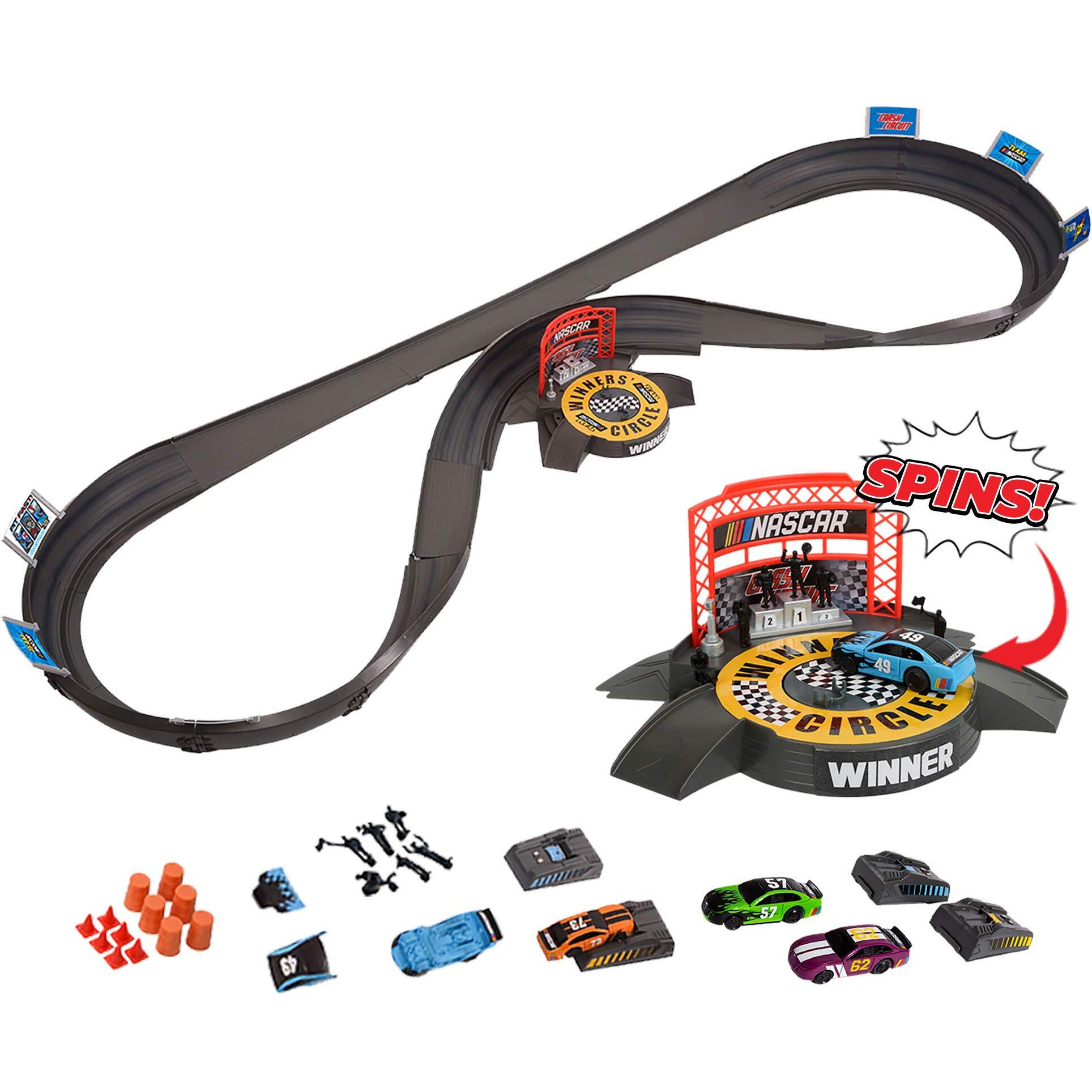 Far Out Toys Nascar Crash Circuit Ultimate Road Course Bundle With Huge Race Track, Winners Circle, 4 Cars Total | Electric Powered, Over 6 Ft Assembled | Capture The Momentum And Thrill Of Nascar