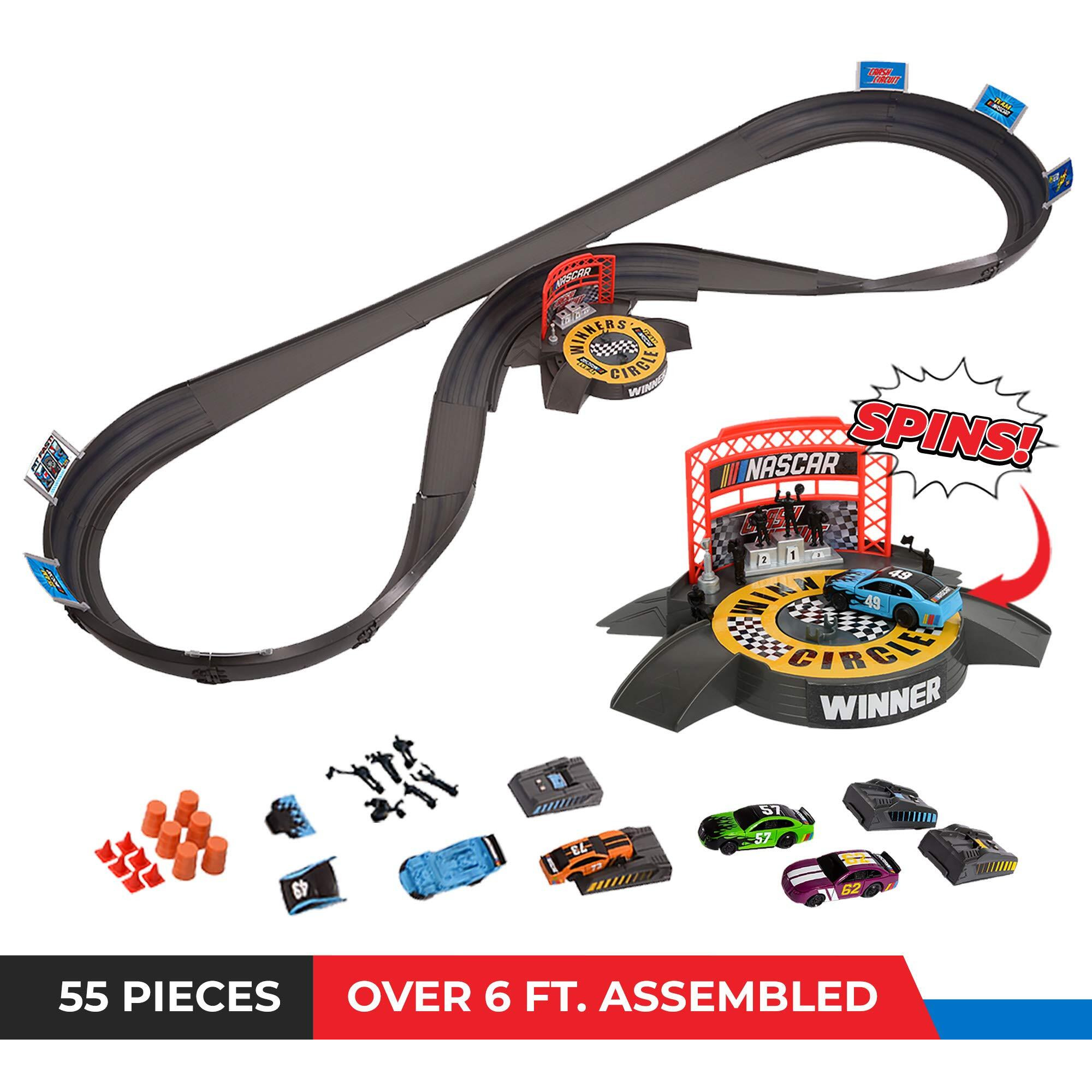 Far Out Toys Nascar Crash Circuit Ultimate Road Course Bundle With Huge Race Track, Winners Circle, 4 Cars Total | Electric Powered, Over 6 Ft Assembled | Capture The Momentum And Thrill Of Nascar