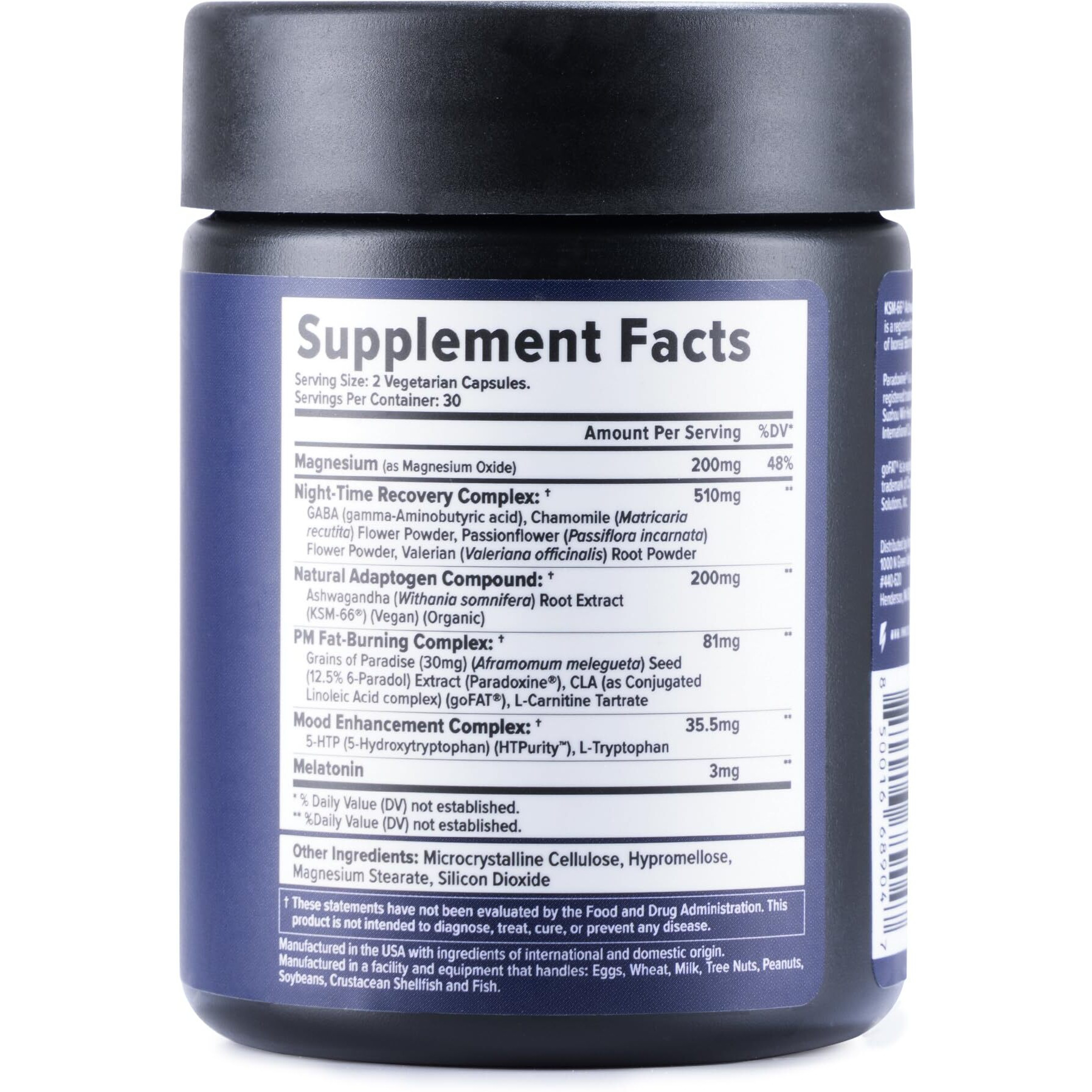 Night Shred Fat Burner And Natural Sleep Support | Ashwaganda, 5-Htp, Cla, Melatonin | Appetite Suppressant | Weight Loss Support Nighttime Fat Burning (60 Vegetarian Capsules)