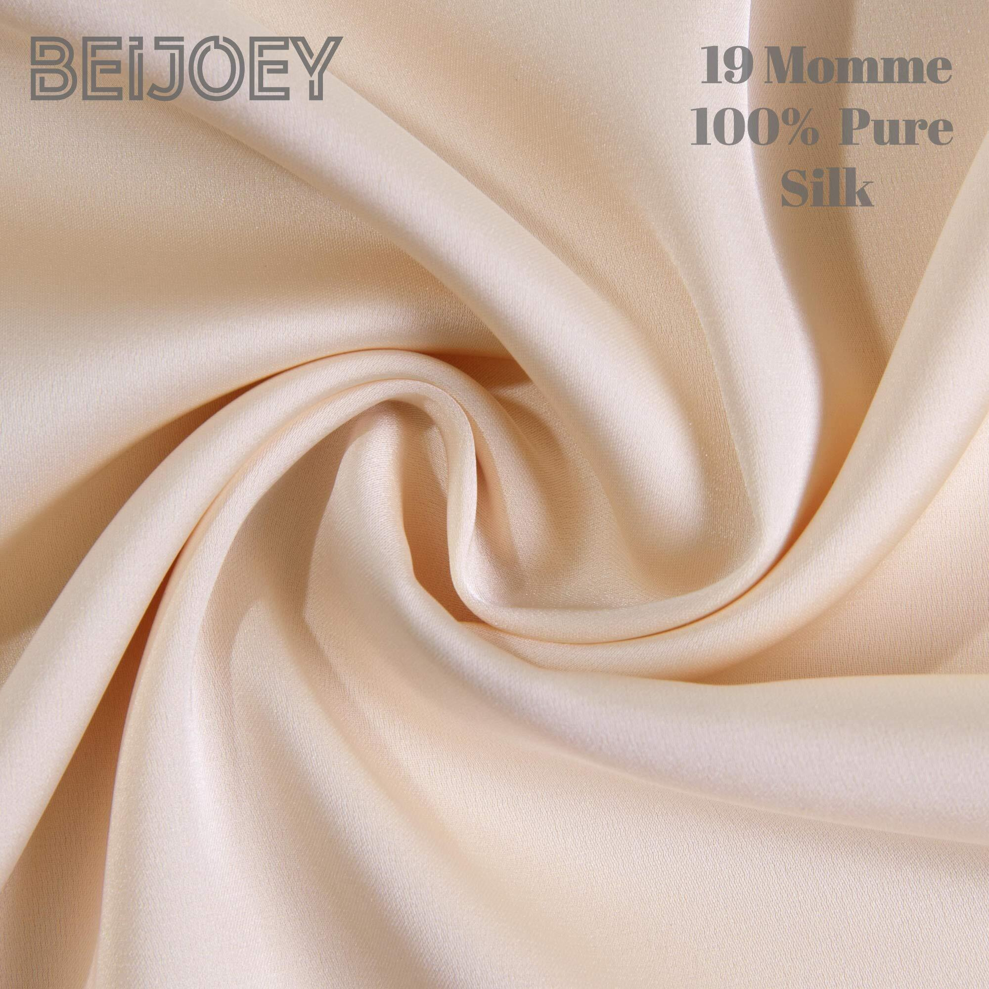 Beijoey 100% Mulberry Silk Pillowcase 2 Pack For Hair And Skin,With Hidden Zipper,Both Sides 19 Momme 600 Thread Count Natural Silk Pillow Cover,Soft Breathable Smooth (Buff Beige, Standard 20''X26'')
