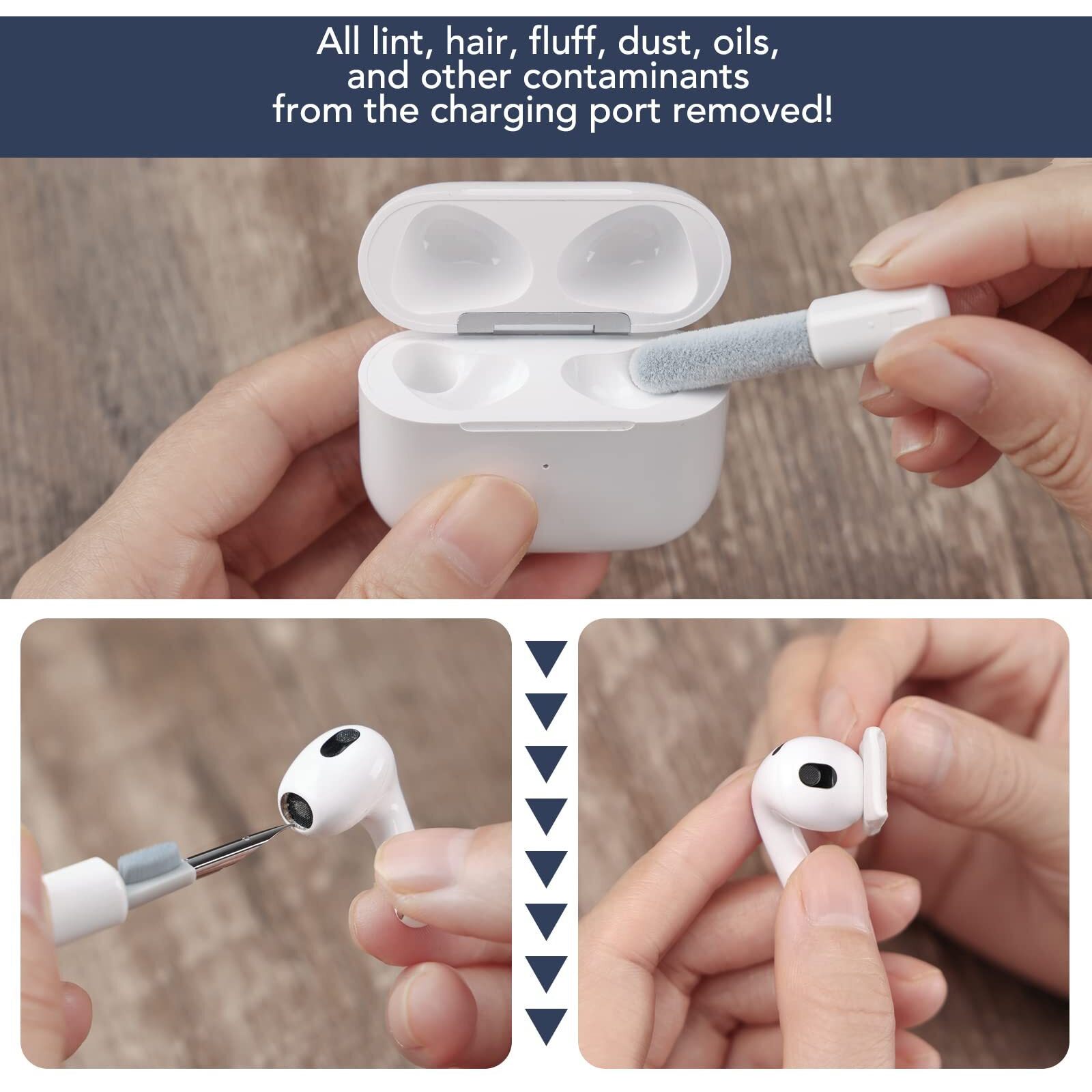 Tassmpitor For Iphone Cleaning Kit, Port Cleaner Repai Restore Tool For Ipad Pro Watch Cell Phone Charging Port, Lightning Charger Cables Speaker Airpod Cleaning Putty Dust For All Devices (White)