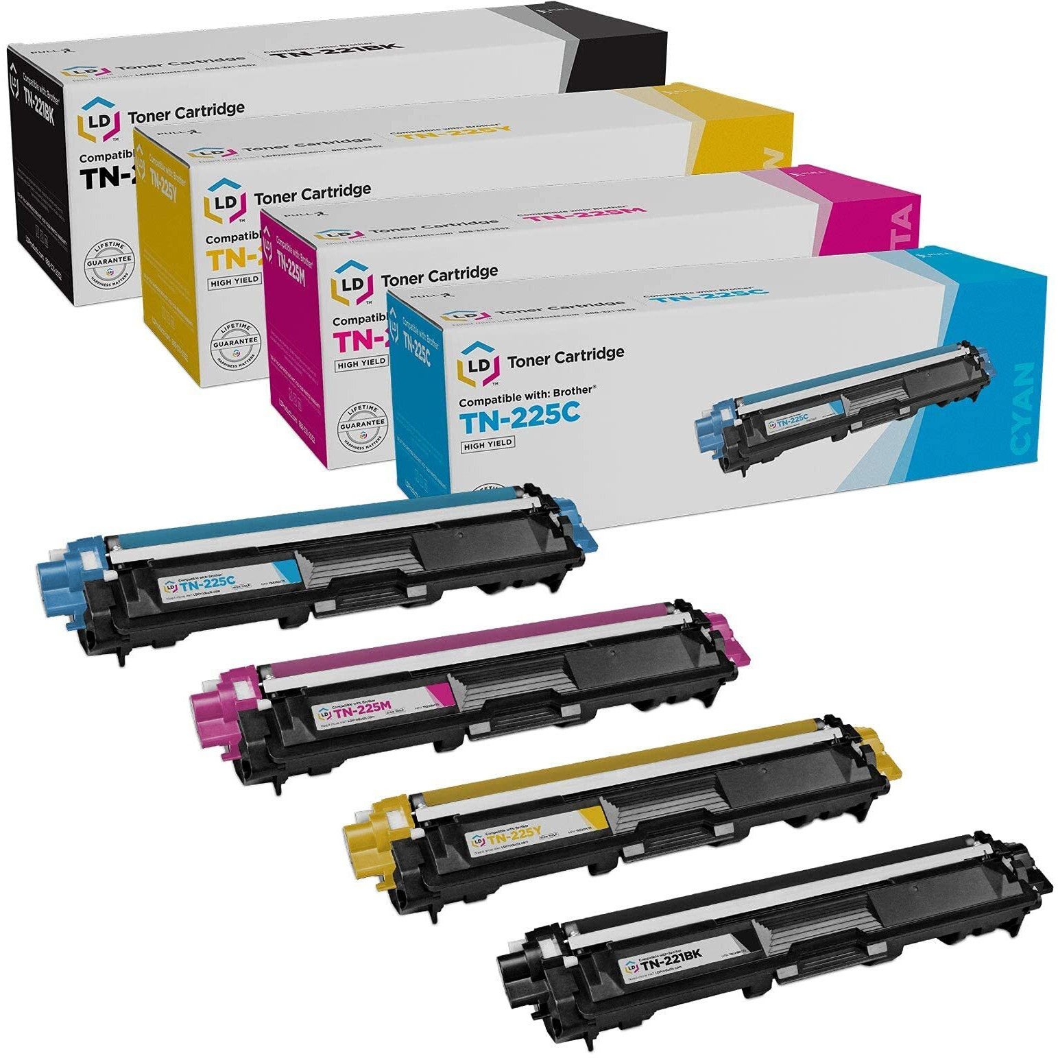 Ld Products Toner Cartridge Replacements For Brother Tn221 & Tn225 High Yield (1 Black, 1 Cyan, Magenta, Yellow, 4-Pack) Compatible With Mfc-9130Cw Dcp- 9020Cdn