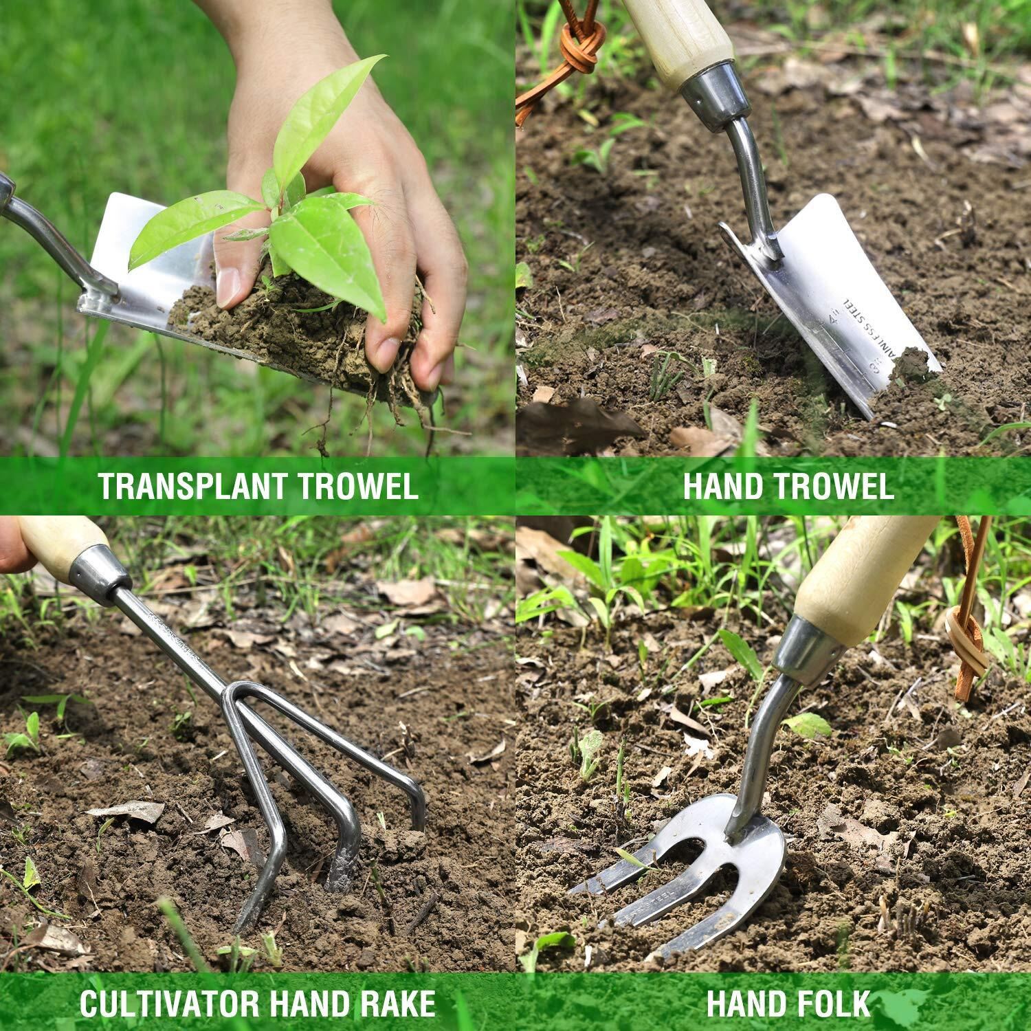 Workpro Garden Tools Set, 7 Piece, Stainless Steel, Green, Including Tote, Gloves, Trowel, Weeder, Cultivator-Gardening Gifts For Women & Men