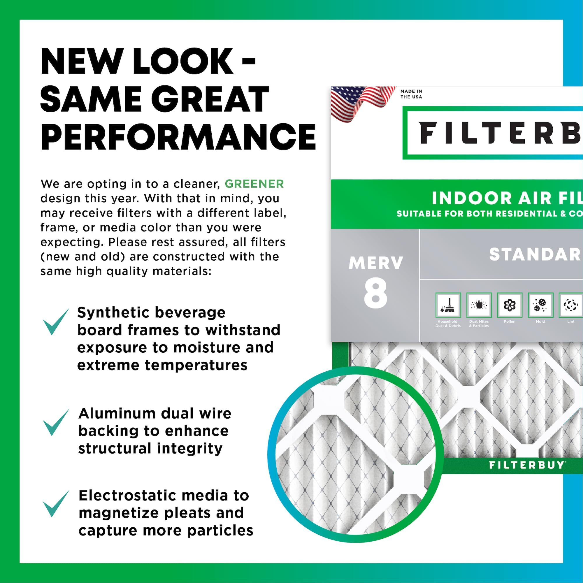Filterbuy 16X20X1 Air Filter Merv 8 Dust Defense (6-Pack), Pleated Hvac Ac Furnace Air Filters Replacement (Actual Size 15.50 X 19.50 X 0.75 Inches)