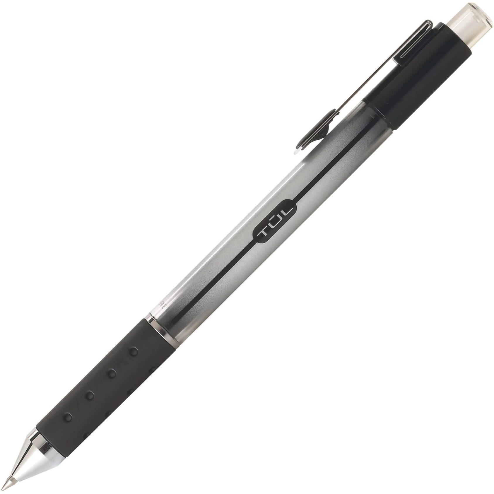 Tul Gel Pens, Retractable, Fine Point, 0.5 Mm, Gray Barrel, Black Ink, Pack Of 12