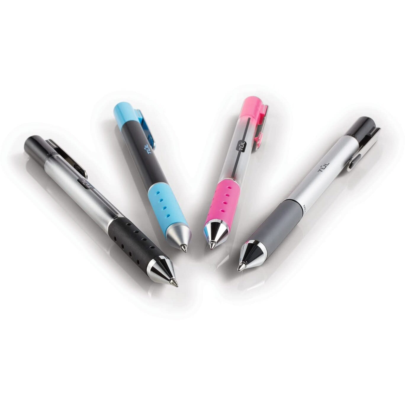 Tul Gel Pens, Retractable, Fine Point, 0.5 Mm, Gray Barrel, Black Ink, Pack Of 12
