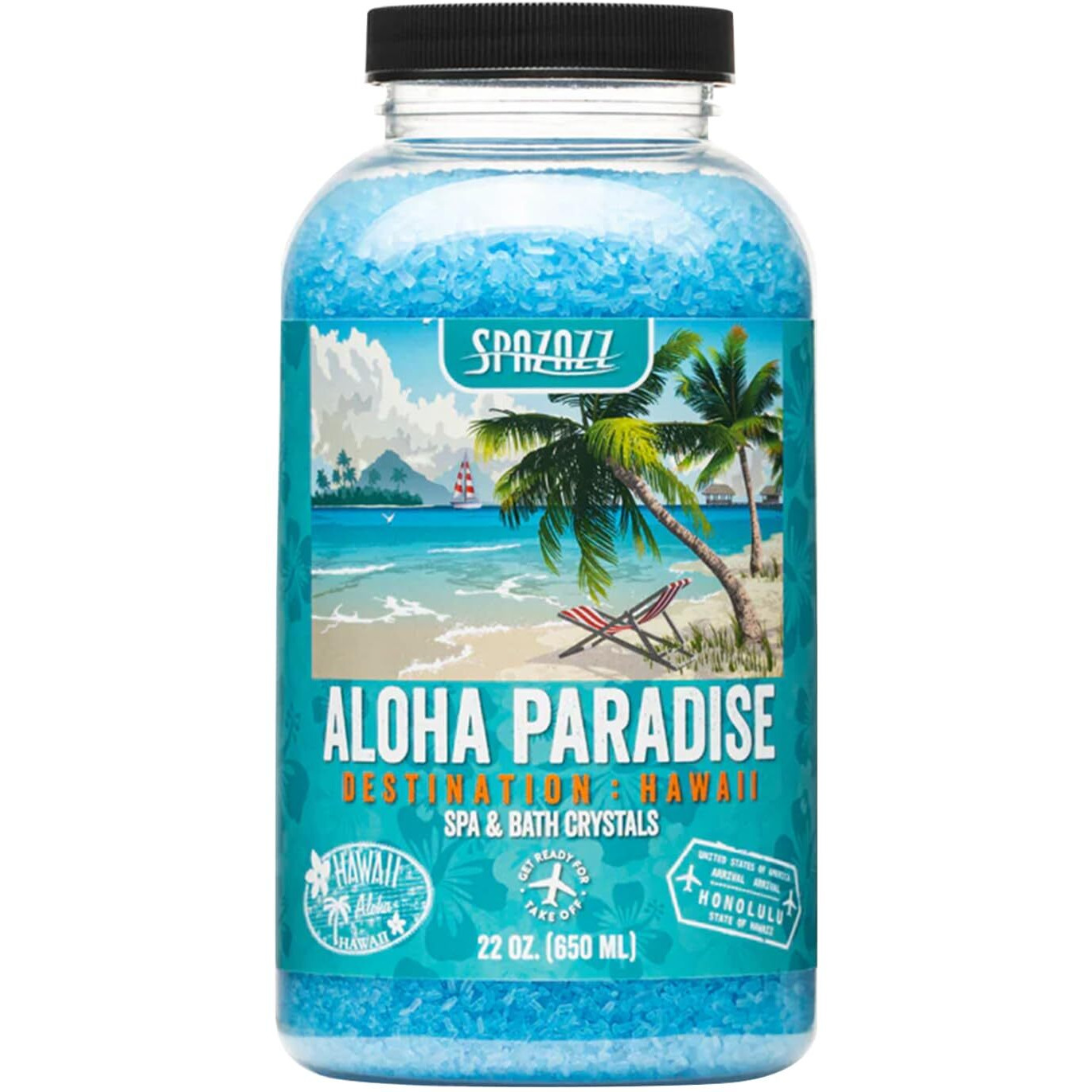 Spazazz Szch Spz-303 Hawaii Aloha Paradise Destination Crystals Container, 22 Oz. Aromatherapy, 1.3 Pound (Pack Of 1), Blue