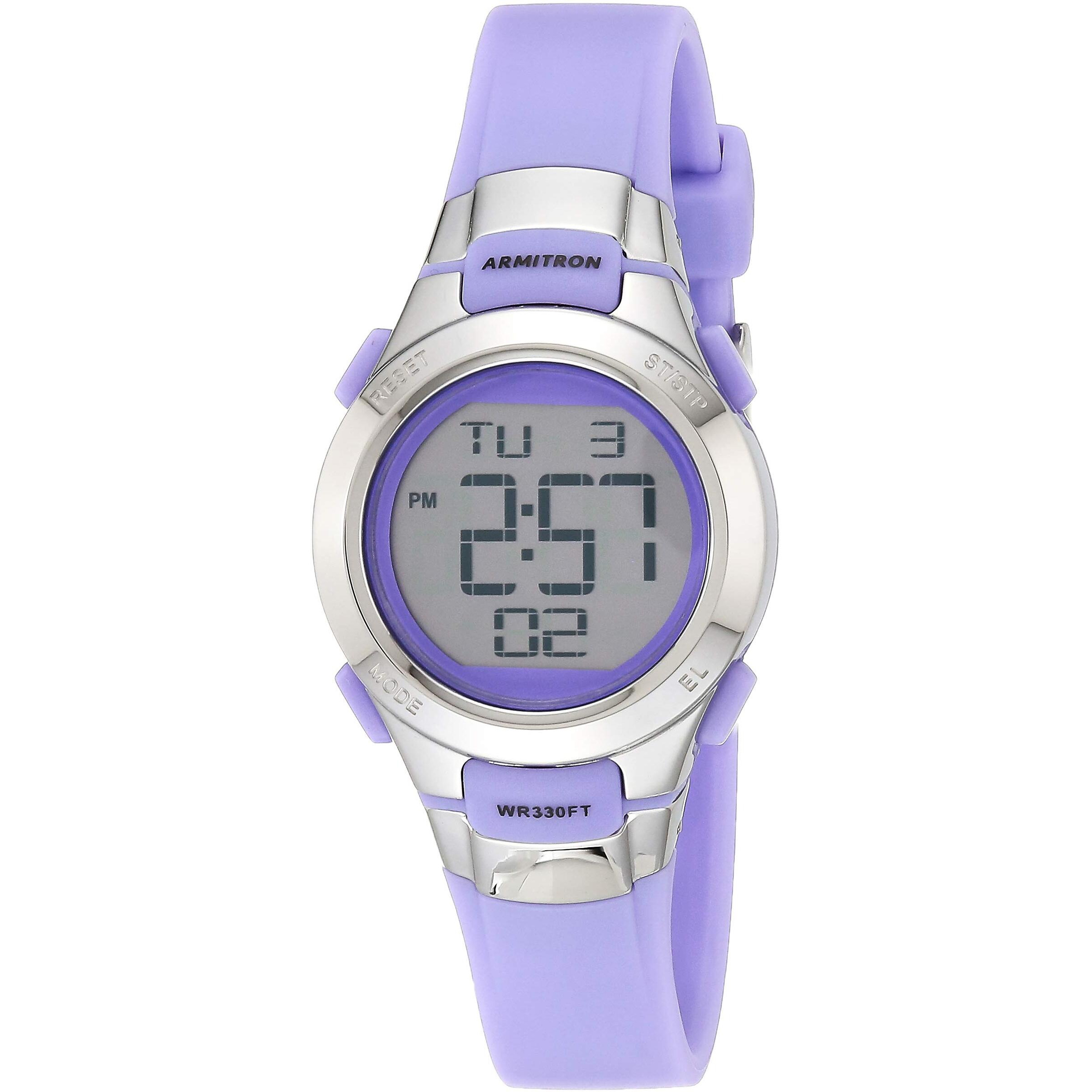 Armitron Sport Women's 45/7012Prsv Purple And Silver-Tone Digital Watch