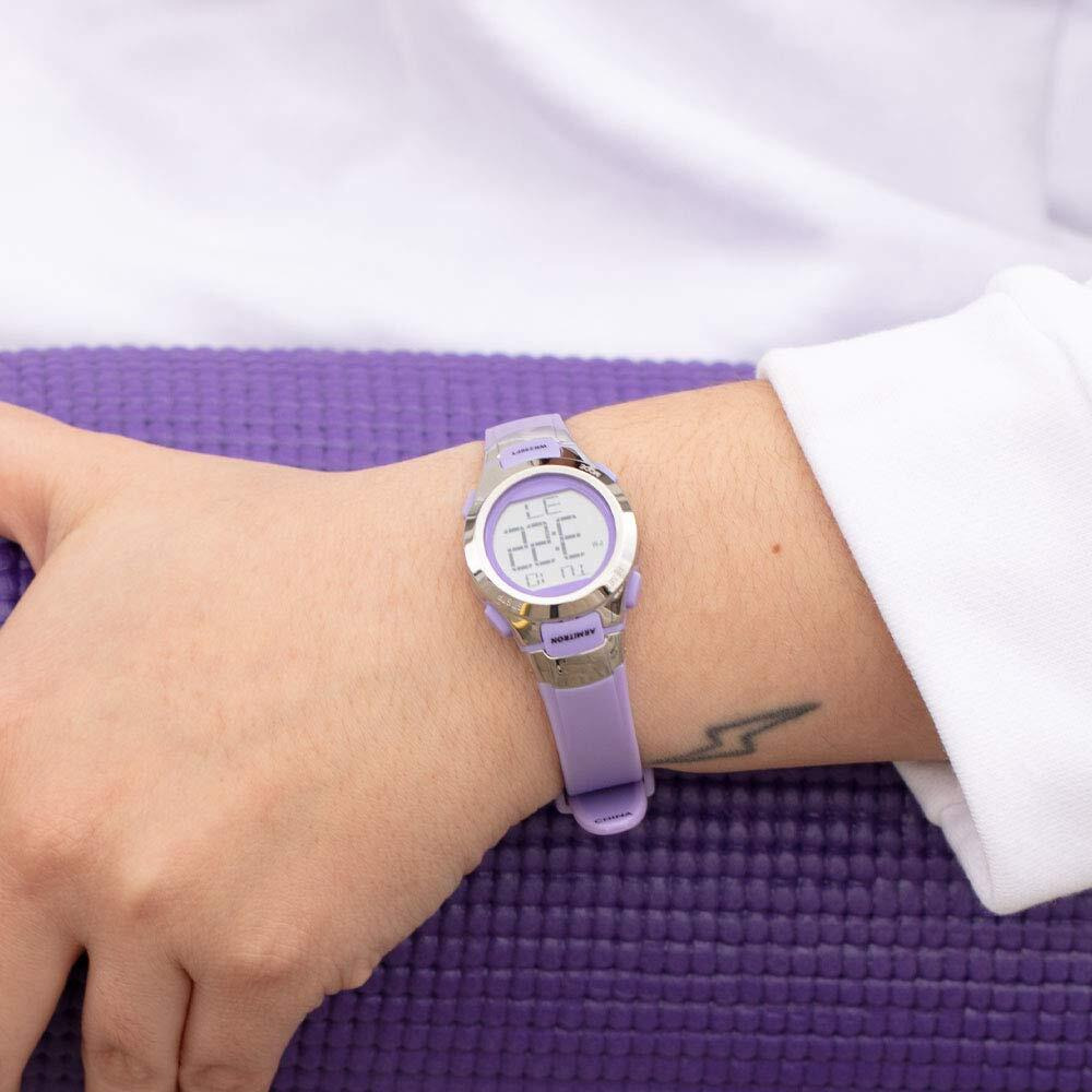 Armitron Sport Women's 45/7012Prsv Purple And Silver-Tone Digital Watch