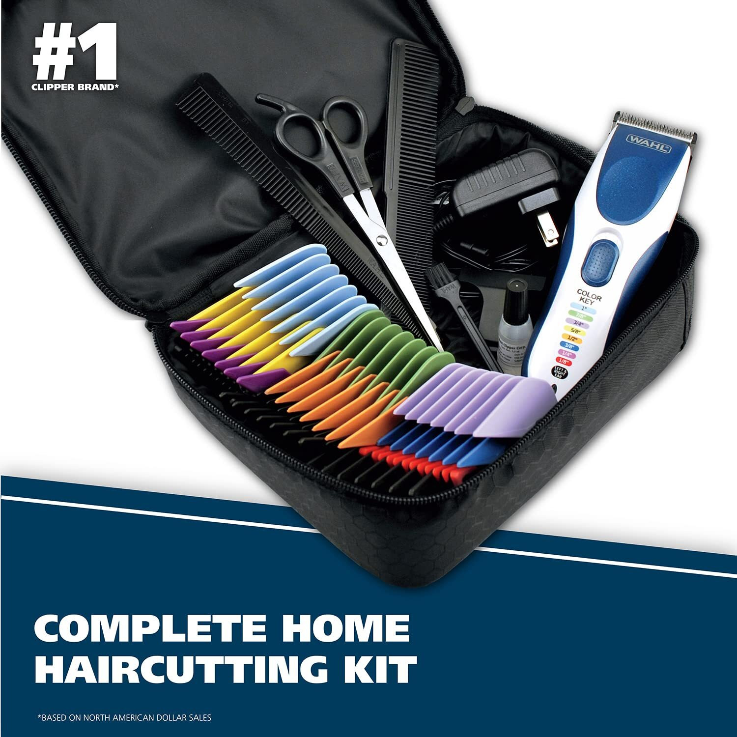 Wahl Color Pro Cordless Rechargeable Hair Clipper & Trimmer - Easy Color-Coded Guide Combs - For Men, Women, & Children - Model 9649P