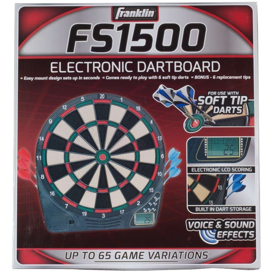 Franklin Sports Electronic Dart Board Sets - Soft Tip Electric Dartboard With Digital Scoreboard - (6) Darts Included, 15""