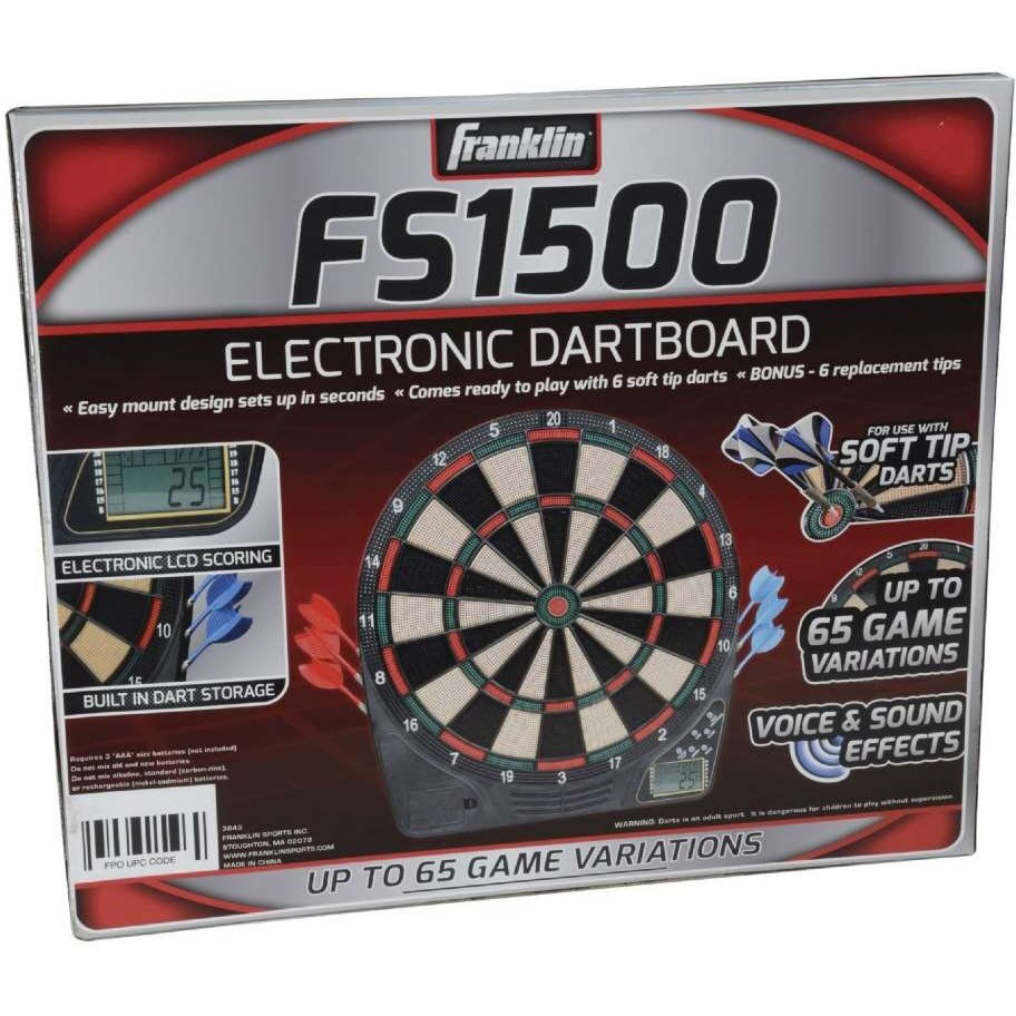 Franklin Sports Electronic Dart Board Sets - Soft Tip Electric Dartboard With Digital Scoreboard - (6) Darts Included, 15""