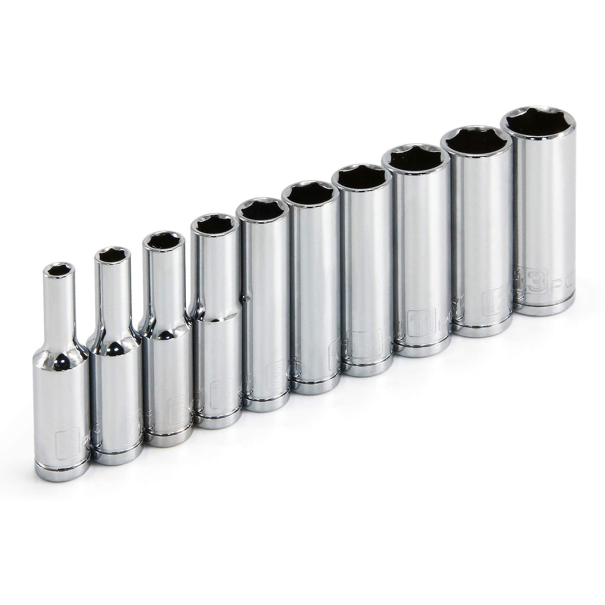 Powerbuilt 1/4-Inch Drive Metric Deep Socket Set, High Visibility Markings 10 Piece - 640538