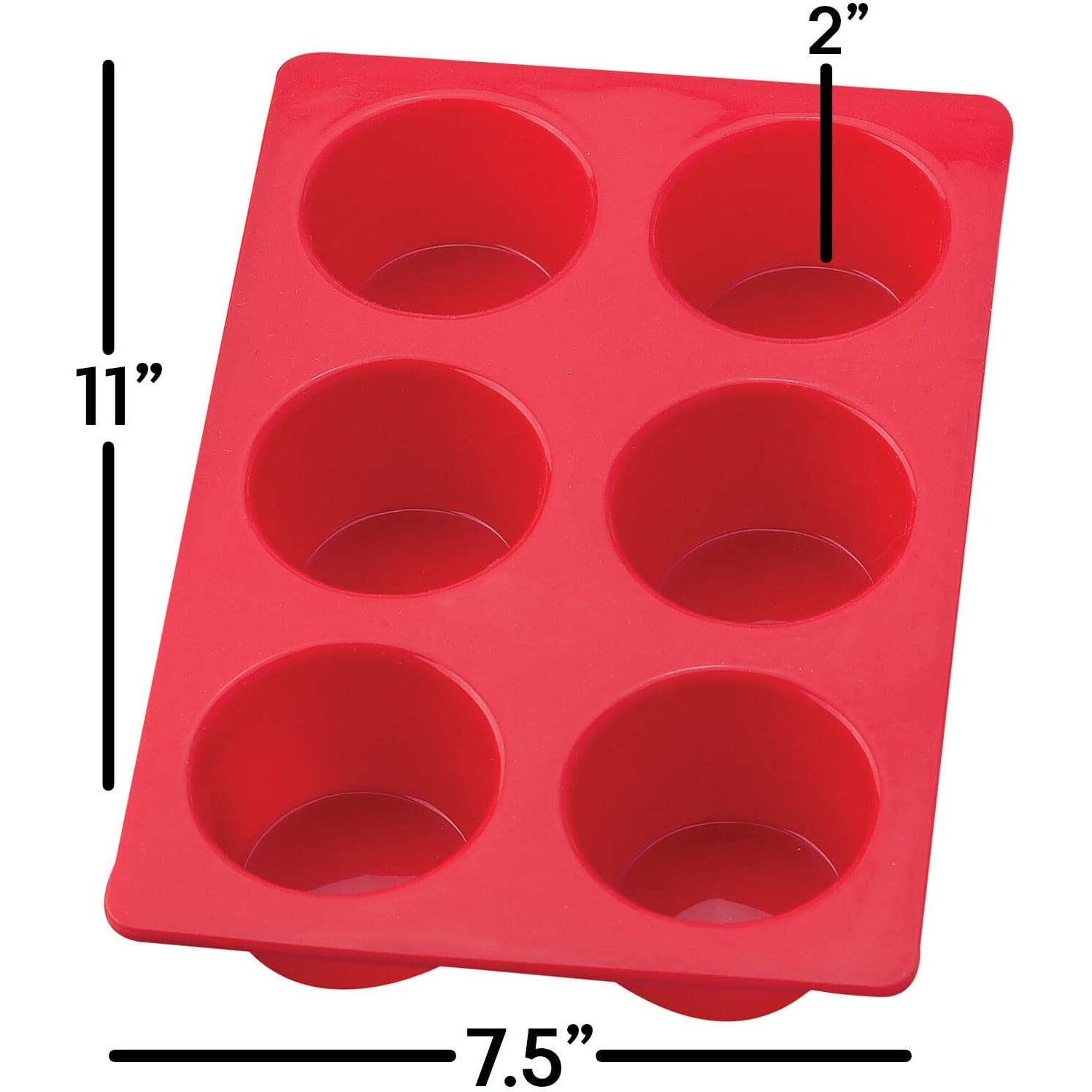 Mrs. Anderson's Baking Silicone 6-Cup Jumbo Muffin Pan, Non-Stick European-Grade Silicone Silicone
