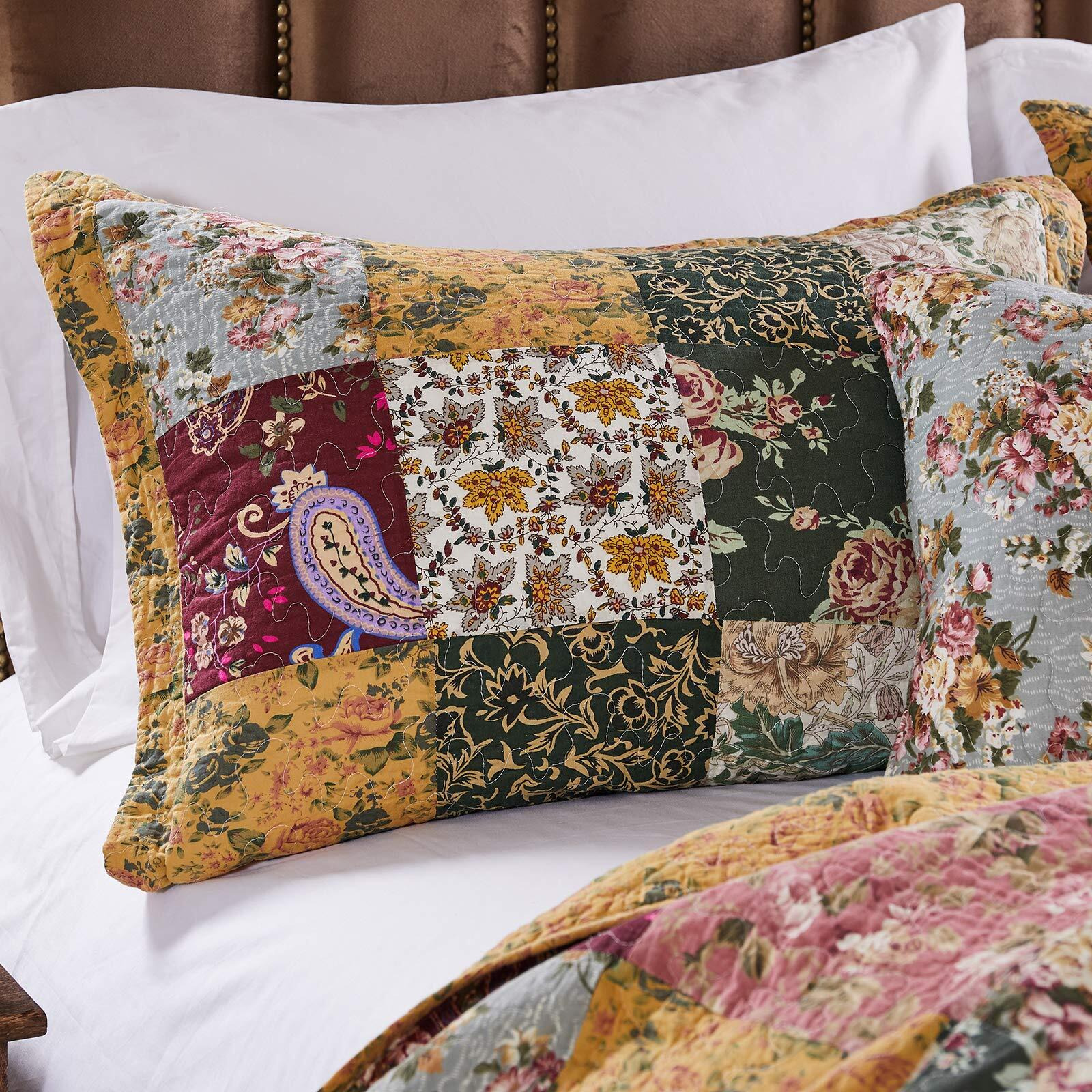 Greenland Home Antique Chic 100% Cotton Authentic Patchwork Quilt Set, 3-Piece Jumbo King, Multicolor