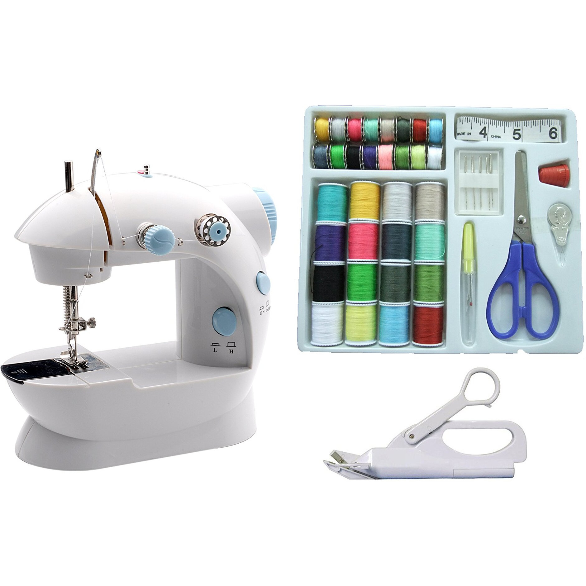 Michley Lss-202Combo Lil Lss-202 Combo Mini Sewing Machine, Electrical, 2-Speed, White
