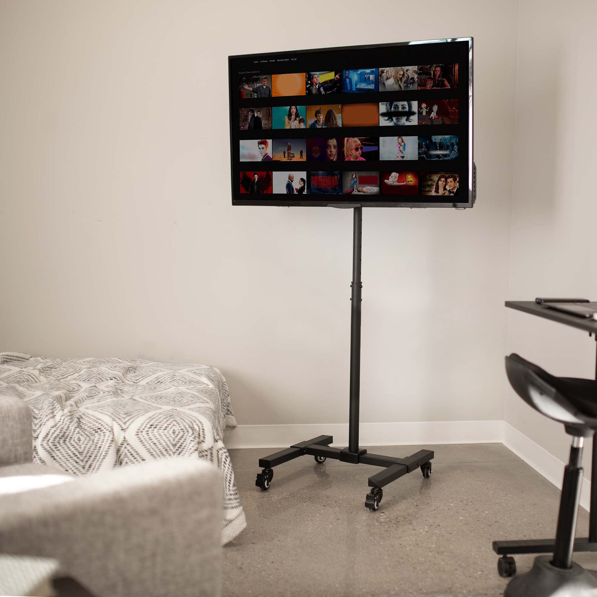 Vivo Mobile Tv Display Stand For 13 To 42 Inch Led Lcd Flat Panel Screens, Rolling Floor Stand Height Adjustable Mount With Wheels Stand-Tv07W