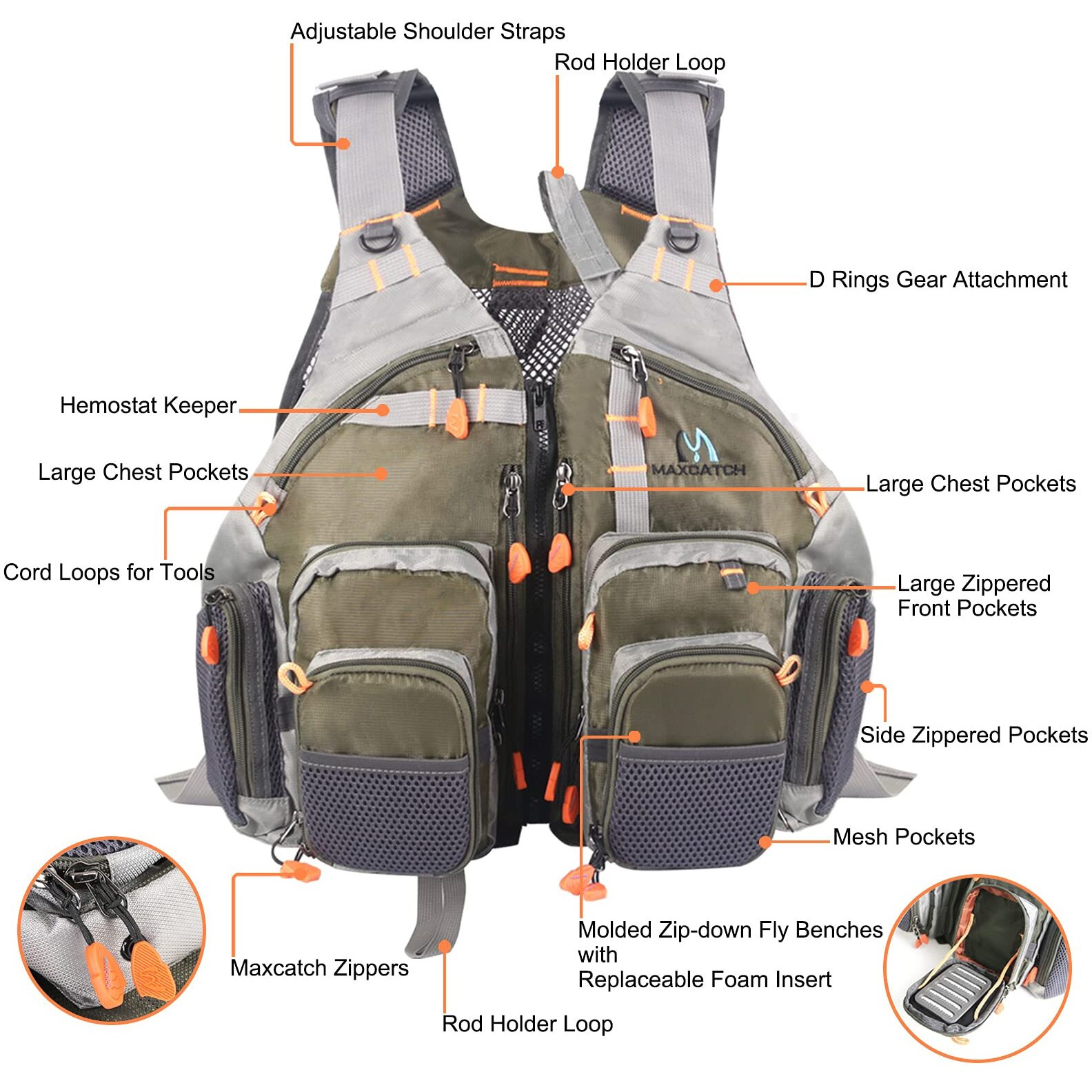 M Maximumcatch Maxcatch Fly Fishing Vest Mesh Vest Free Size
