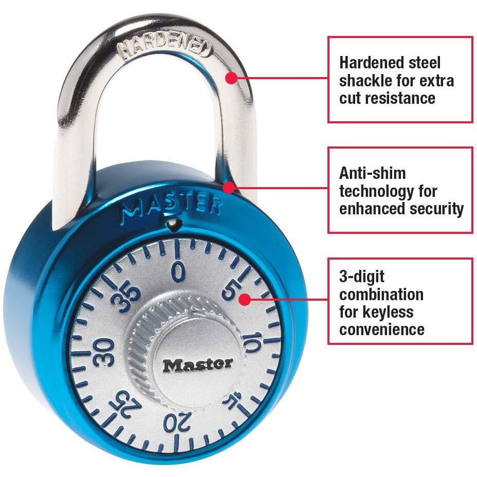 Master Lock 1561Dast Locker Lock Combination Padlock, 1 Pack, Cut Resistant, Colors May Vary