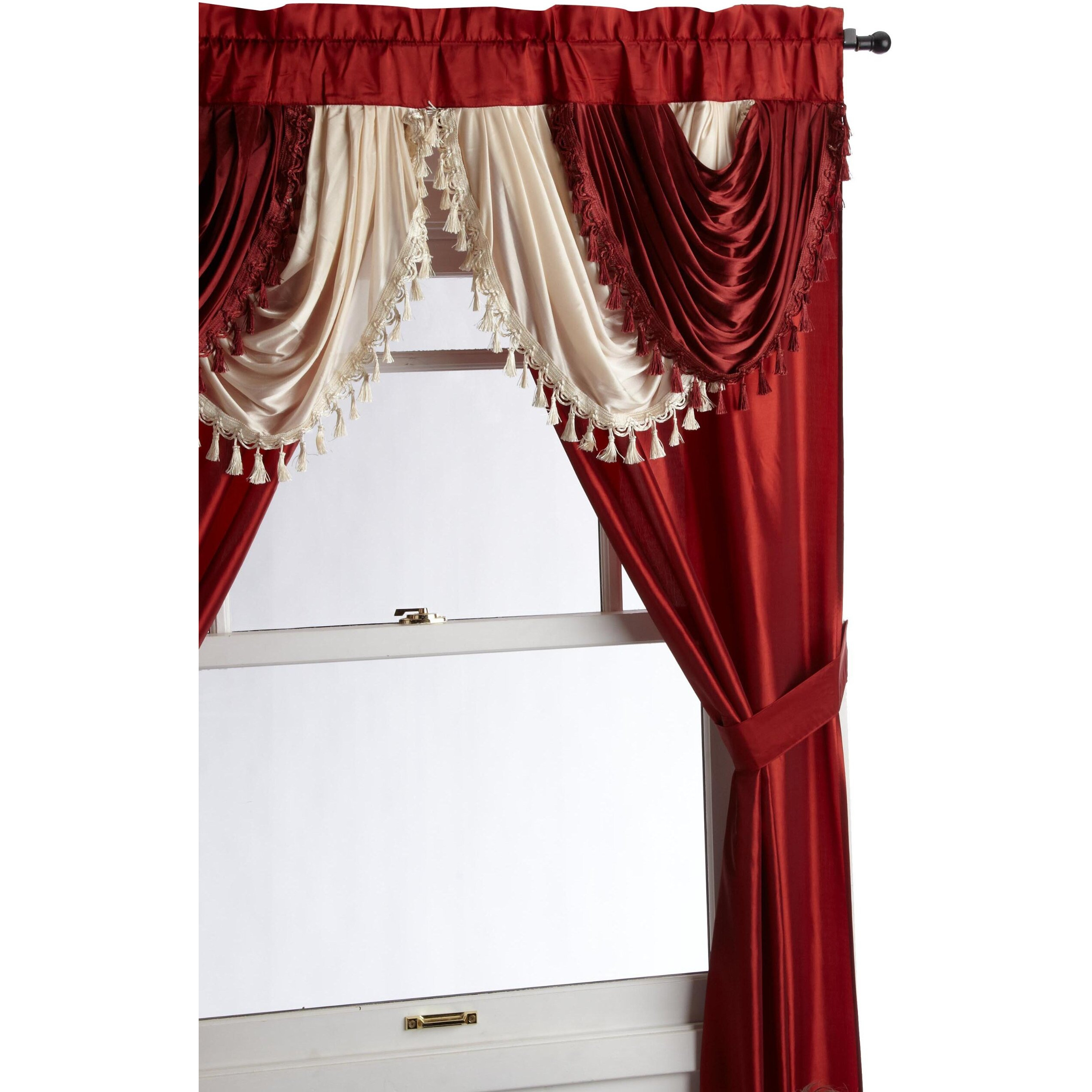 Regal Home Collections Amore Curtains 5-Piece Window Curtain Set - 54-Inch W X 84-Inch L Panels With Attached Valance And 2 Tiebacks - Bedroom Curtains And Living Room Curtains (Brick)