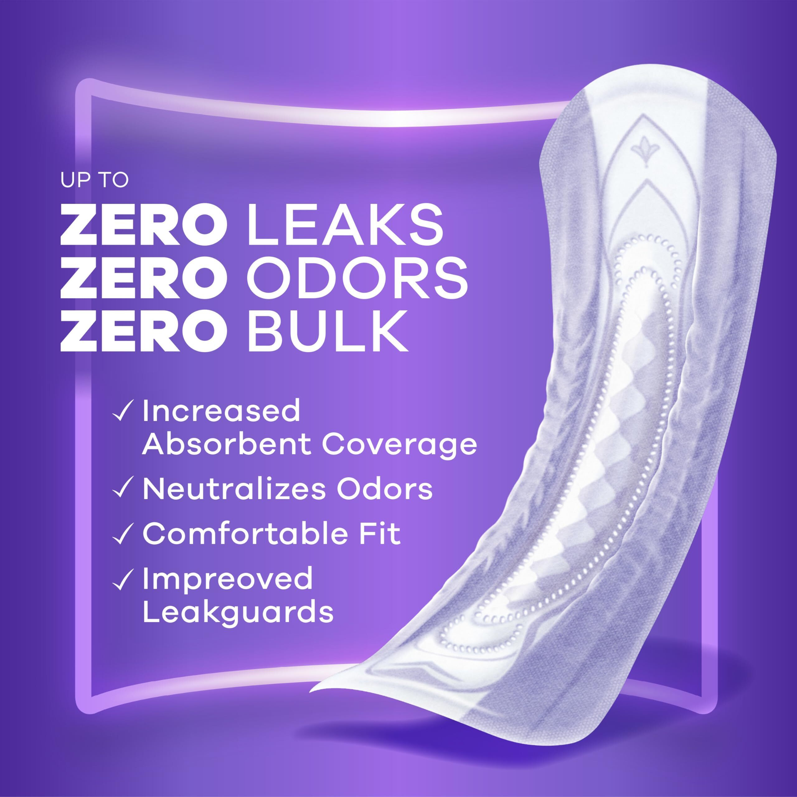 Always Discreet Adult Extra Heavy Long Incontinence Pads, Up To 100% Leak-Free Protection, White 45 Count (Packaging May Vary)
