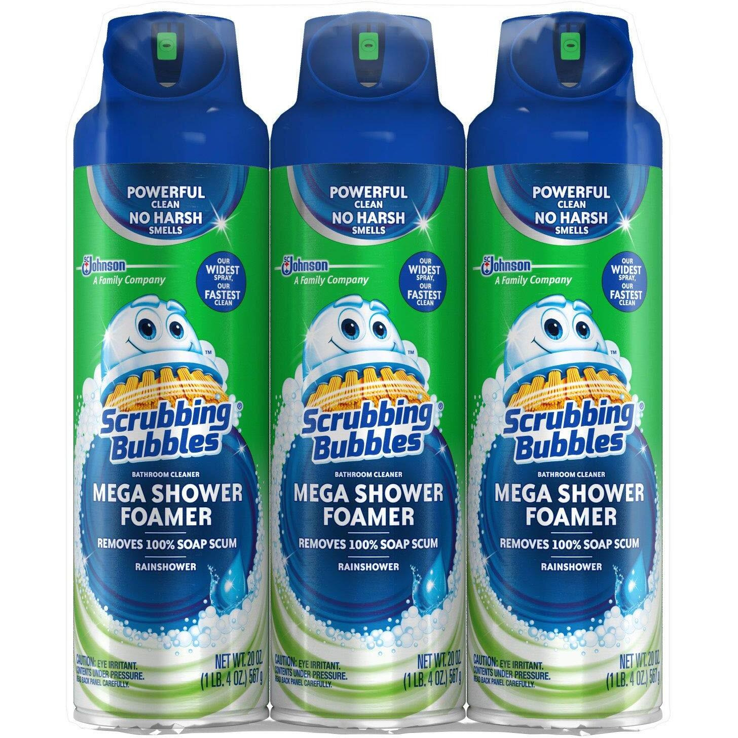 Scrubbing Bubbles Mega Shower Foamer With Ultra Cling Bulk Bathroom Cleaner 20 Ounce (Pack Of 3)