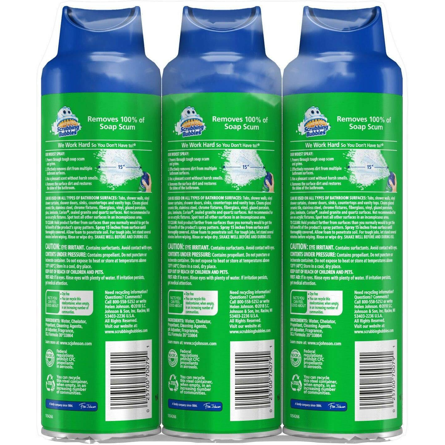 Scrubbing Bubbles Mega Shower Foamer With Ultra Cling Bulk Bathroom Cleaner 20 Ounce (Pack Of 3)