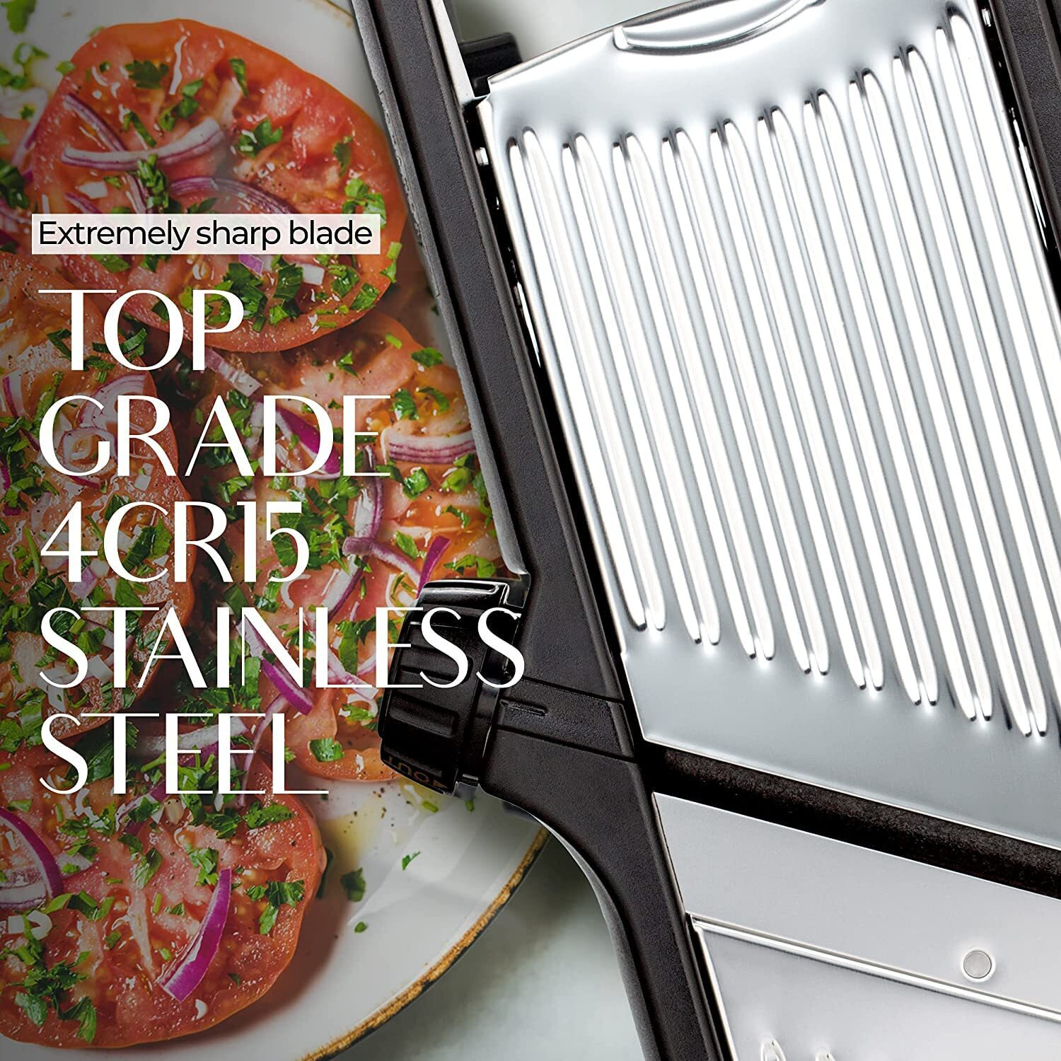 Mandoline Food Slicer, Adjustable Stainless Steel With Waffle Fry Cutter Crinkle Cut Potato Chip Vegetable Onion