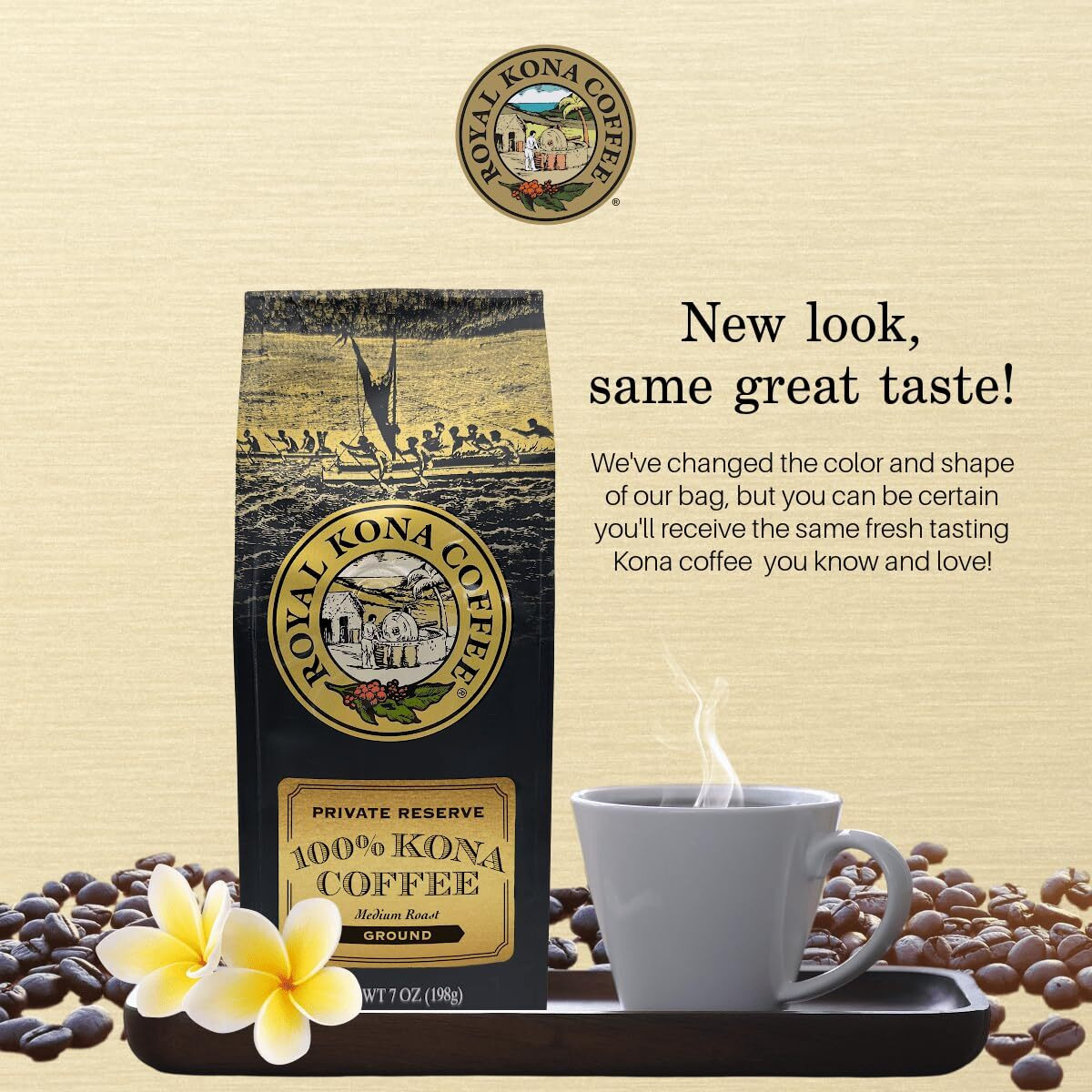 Royal Kona 2-Pack 100% Hawaiian Kona Coffee, Private Reserve Medium Roast, Ground - 7 Ounce Bags (Pack Of Two)