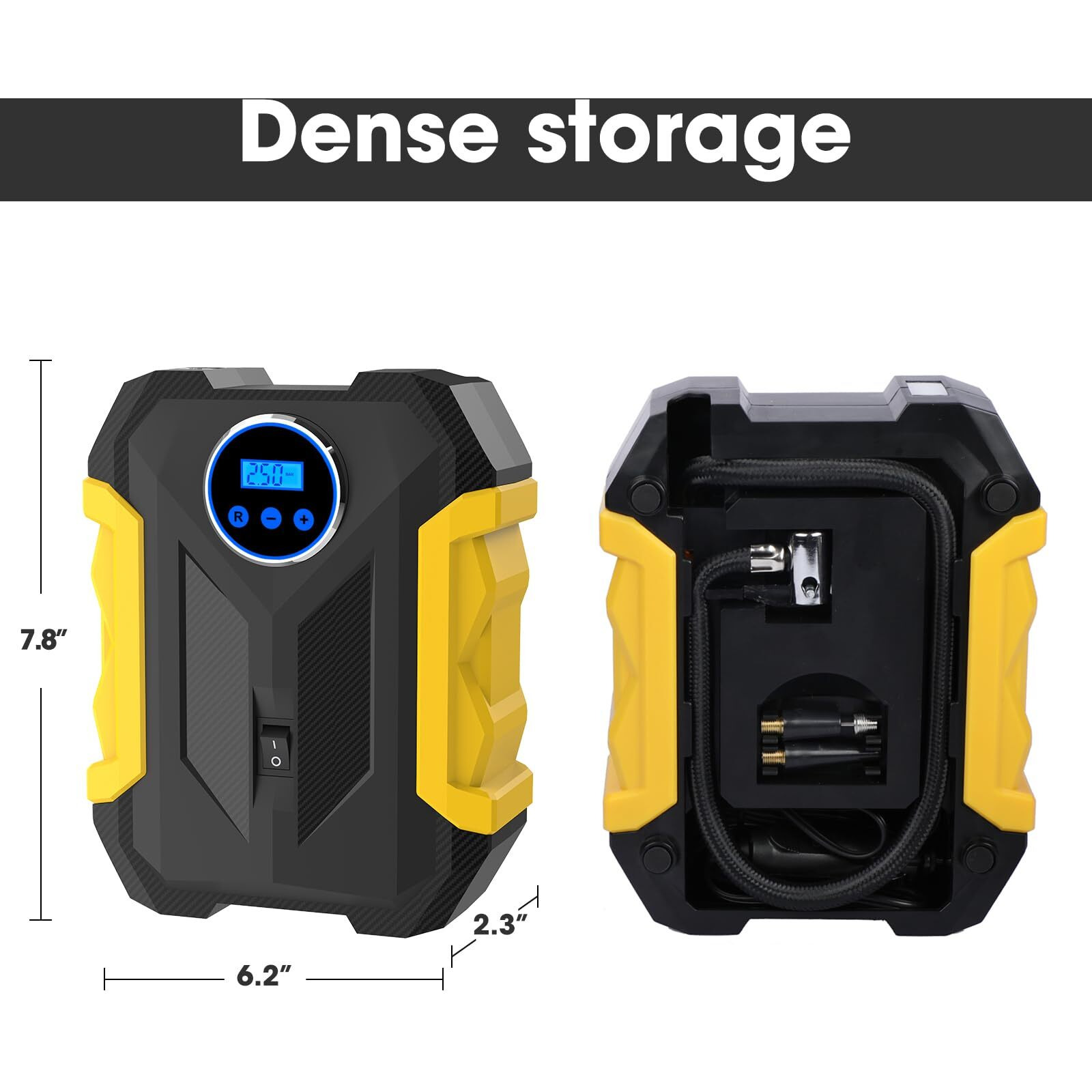 Digital Air Compressor For Car Auto Pump Portable Tire Inflator With Led Light Dc 12V
