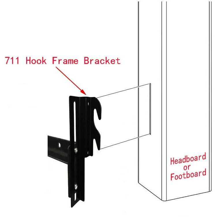 Caforo 711 Bolt-On To Hook-On Conversion Bed Frame Brackets, Bed Rail Headboard Bracket, Bed Hook Adapter Kit (Set Of 4)
