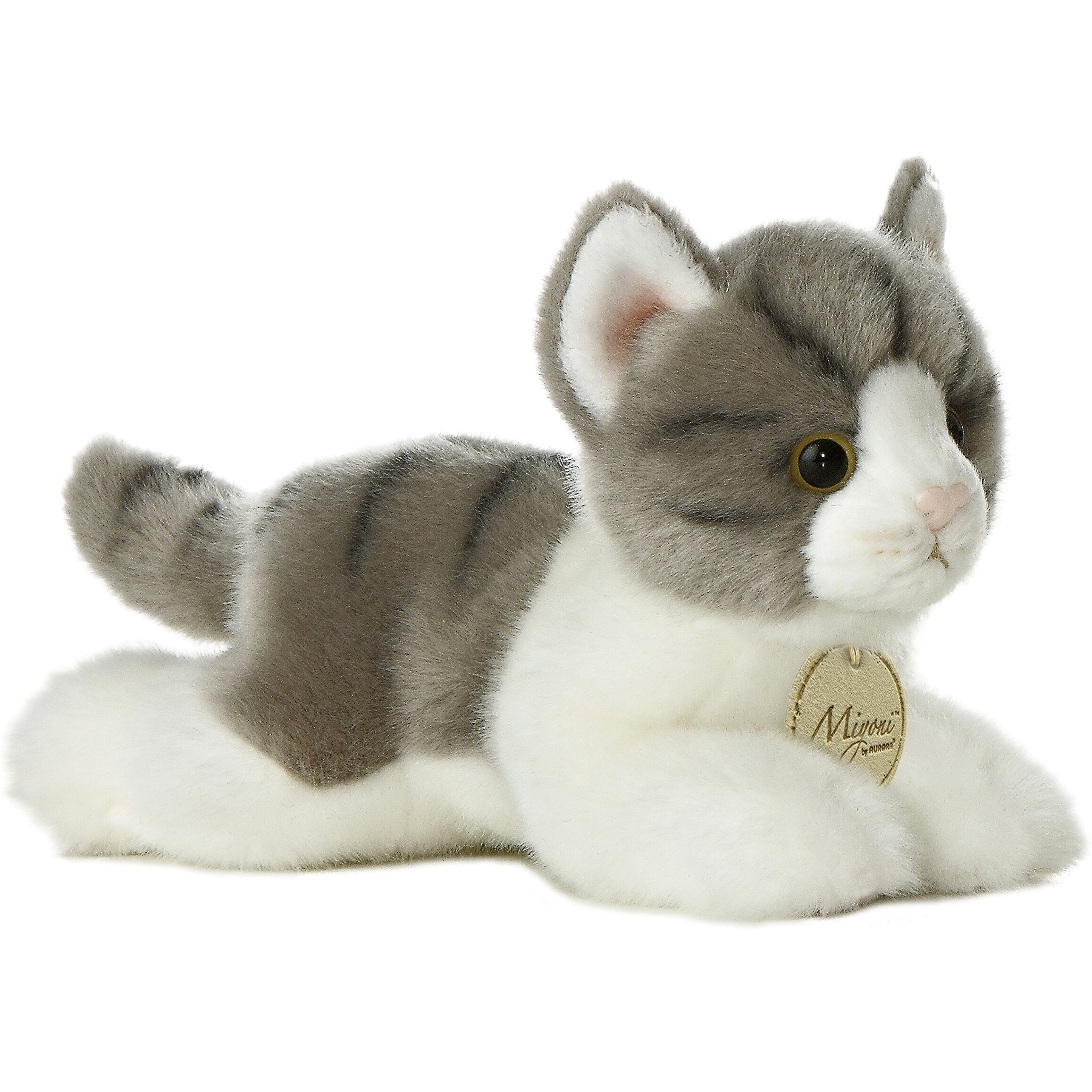 Aurora Adorable Miyoni Grey Tabby Cat Stuffed Animal - Lifelike Detail - Cherished Companionship - 8 Inches