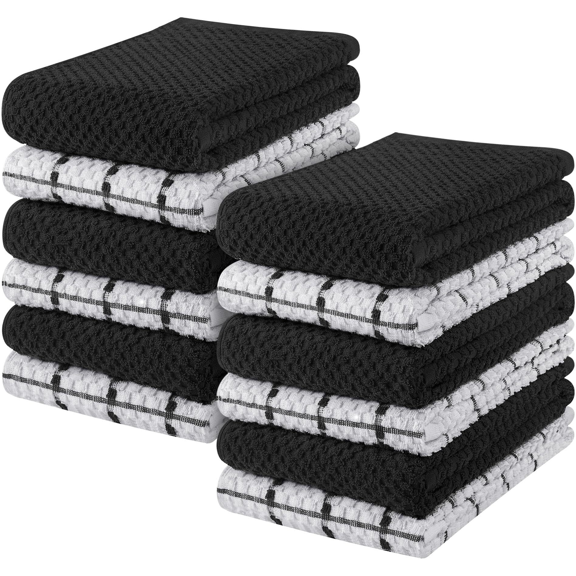Utopia Towels Kitchen Towels, 15 X 25 Inches, 100% Ring Spun Cotton Super Soft And Absorbent Black Dish Towels, Tea Towels And Bar Towels, (Pack Of 12)
