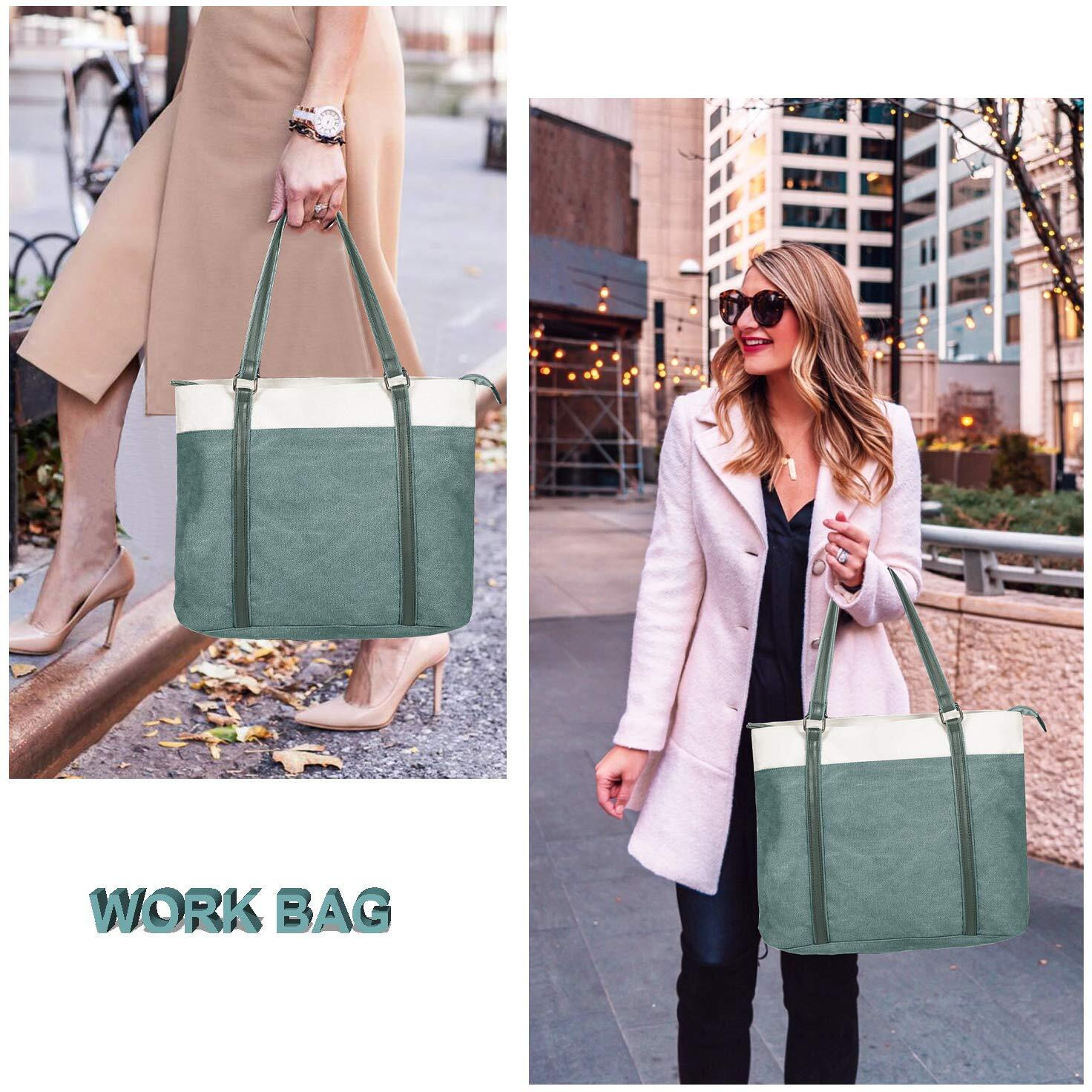 Women's Work Bag With Laptop Compartment Zipper Pockets Teacher Totes Purse