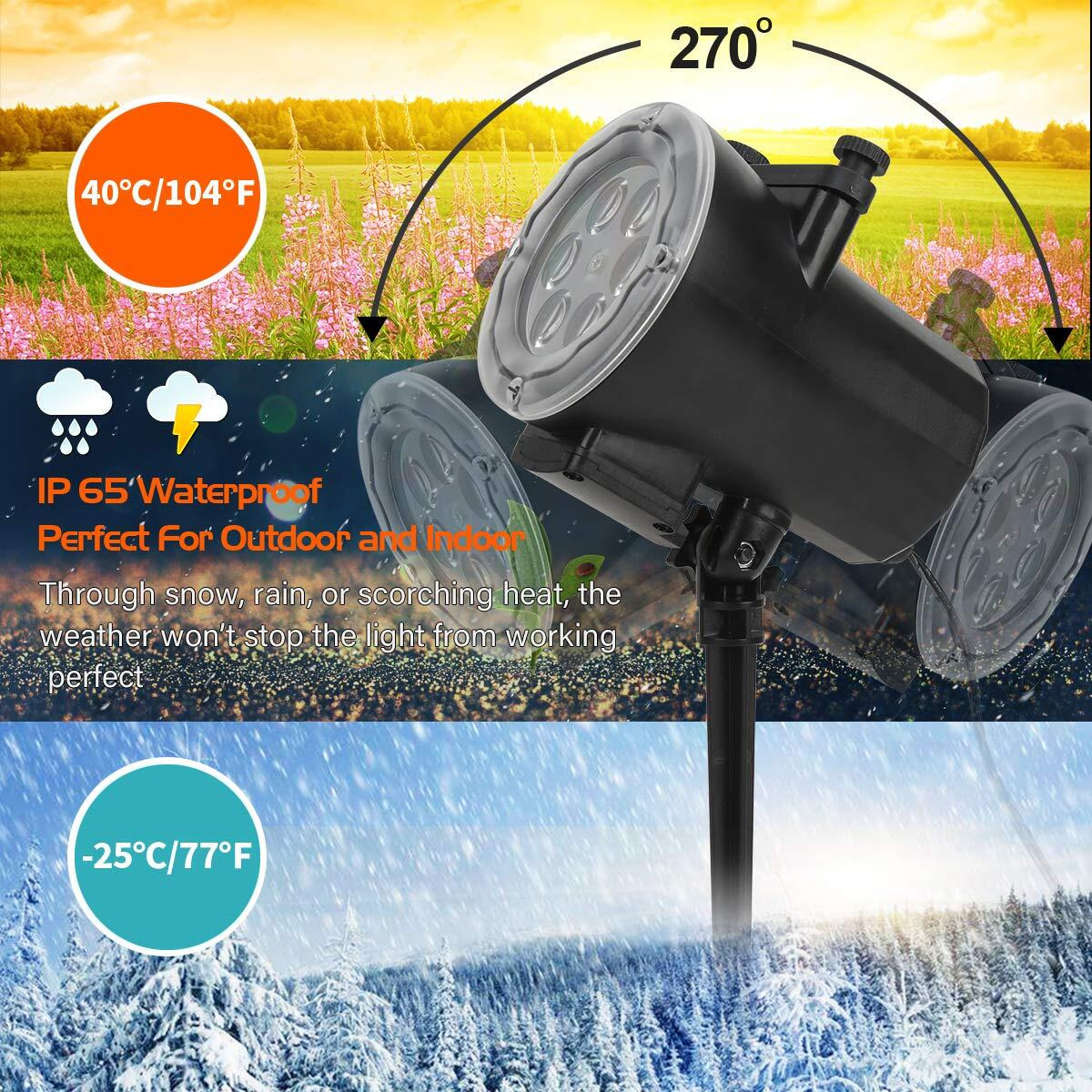 Christmas Halloween Lights Projector,Holiday Projector Light,Waterproof Ip65 Indoor Motion Remote 10W Led Projector,16 Slides Holiday Light Party Outdoor Garden House Apartment Kids Room Night Light