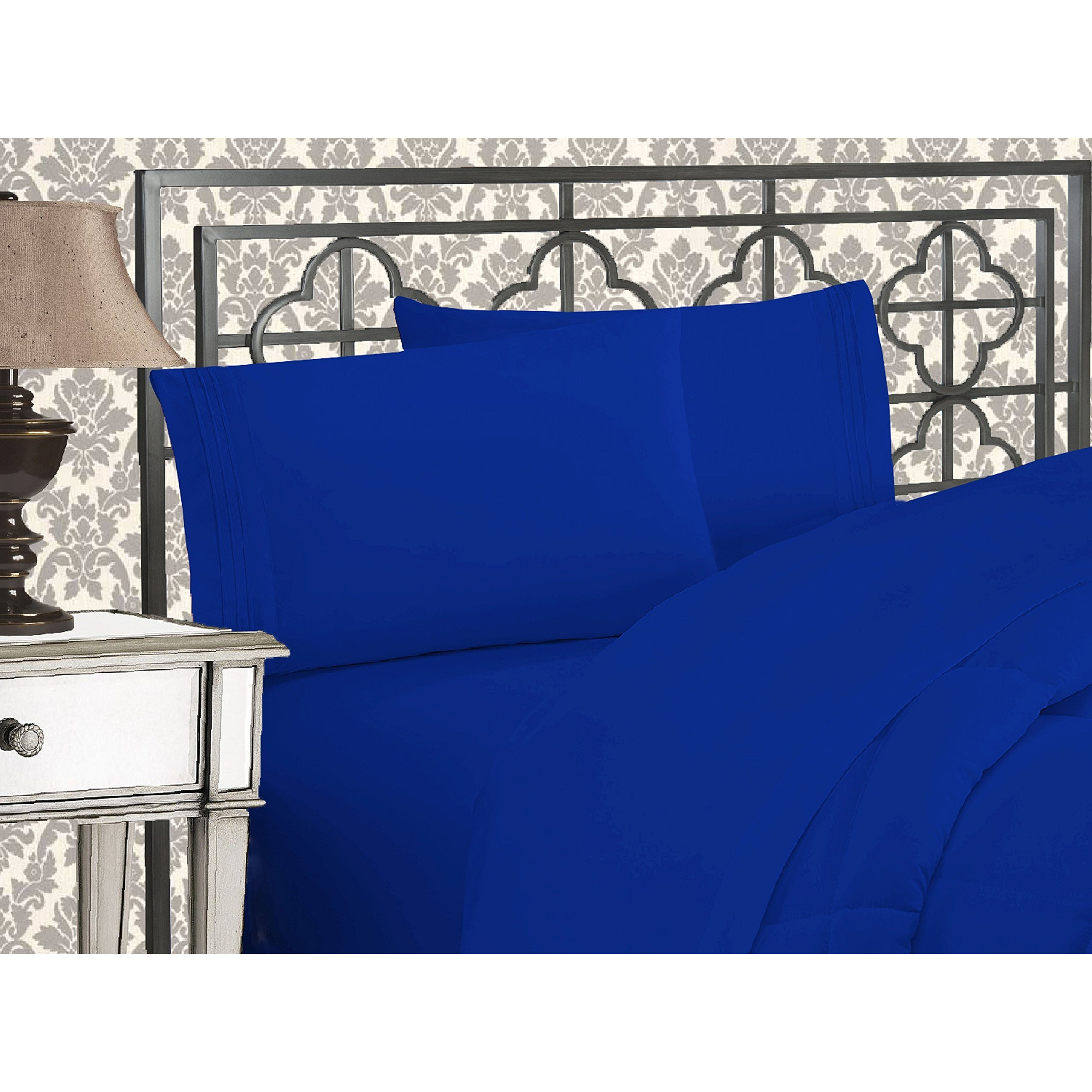 Elegant Comfort 1500 Premier Hotel Quality 4-Piece Bed Sheet Sets With Deep Pockets, Queen, Royal Blue