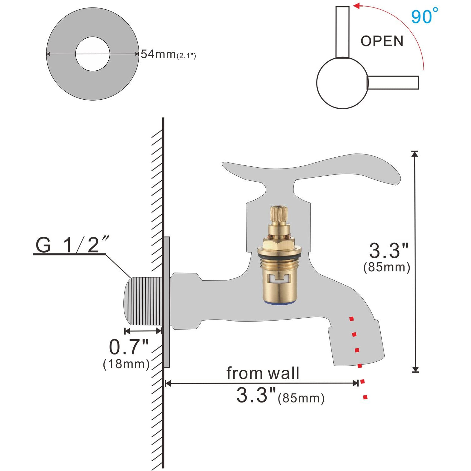 Toliwel Antique Brass Garden Outdoor Faucet Bathroom Wall Mount Water Decorative Hose Single Cold Tap G 1/2 Inch Connection Spigot