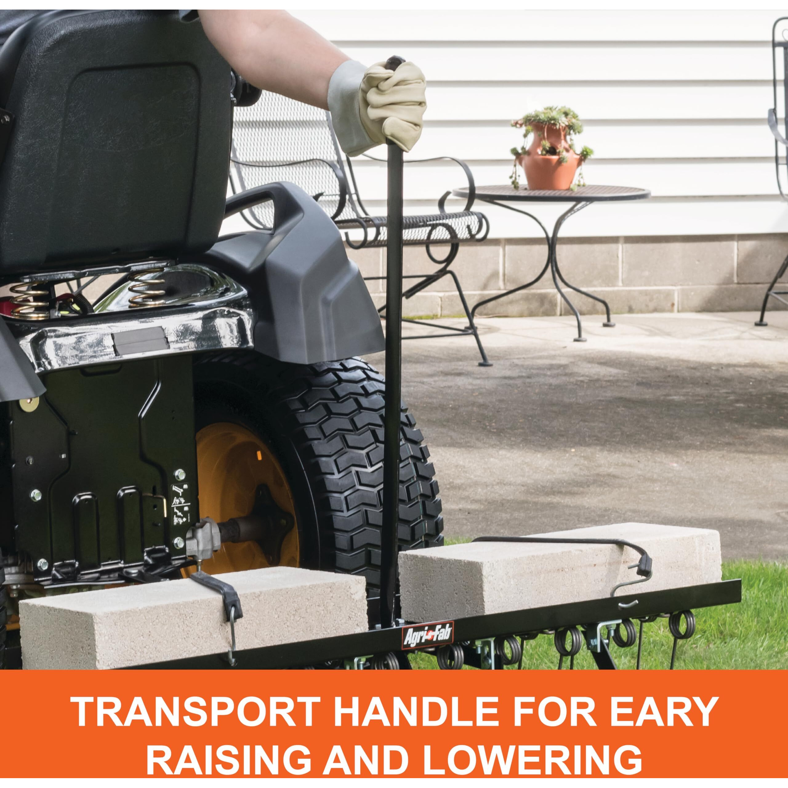 Agri-Fab 45-0294 40In Tow Behind Lawn Dethatcher, 20 Durable Spring Steel Tines Lawn Dethatcher, Designed To Pull Behind Lawn And Garden Tractors, Black