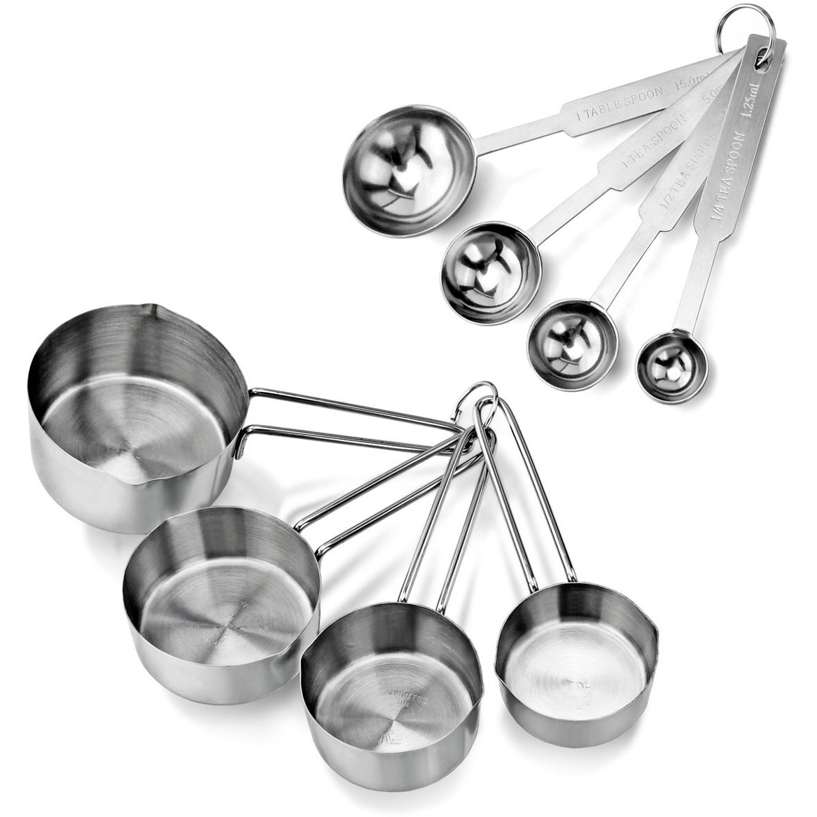 New Star Foodservice 42917 Stainless Steel 8-Piece Measuring Cups And Spoons Combo Set