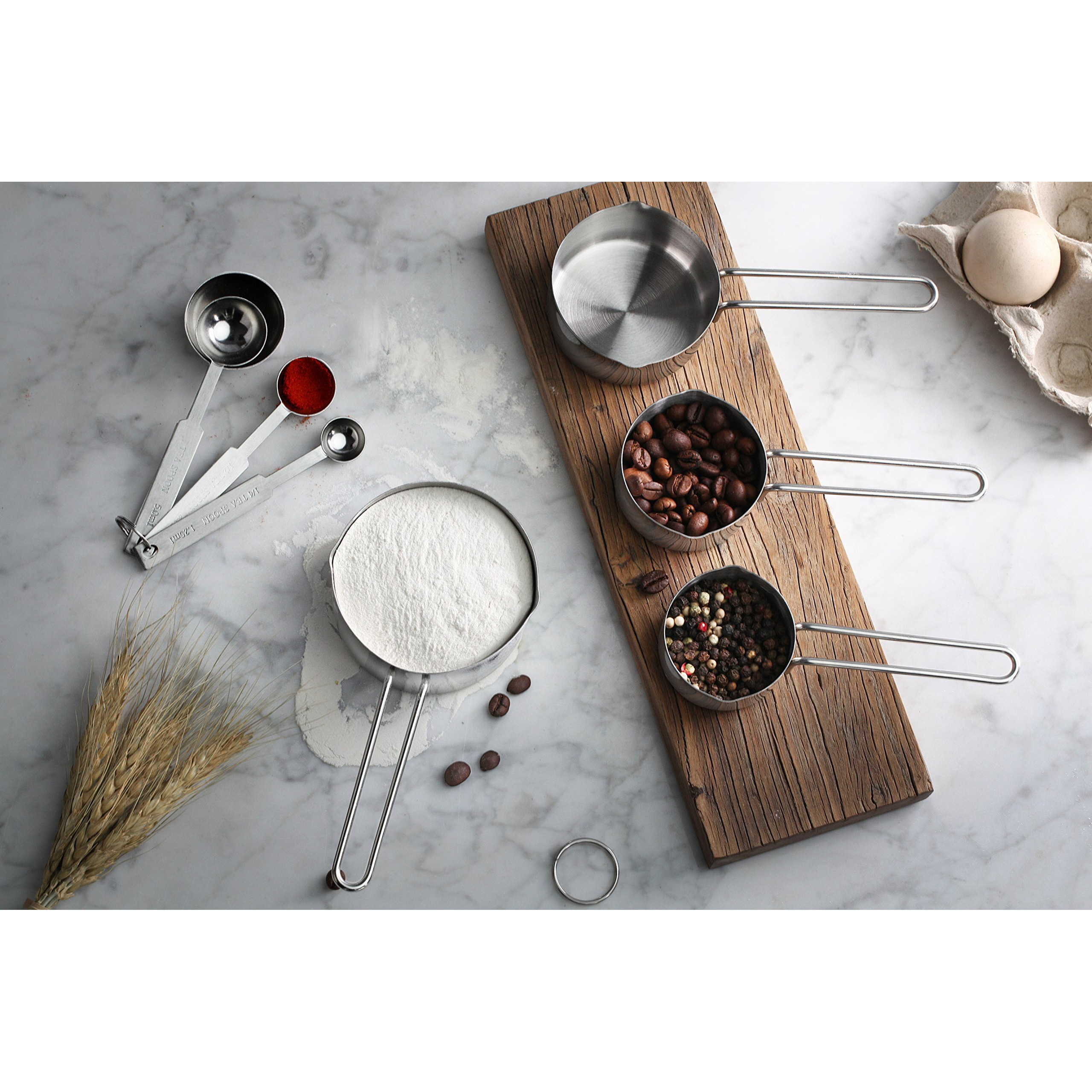 New Star Foodservice 42917 Stainless Steel 8-Piece Measuring Cups And Spoons Combo Set