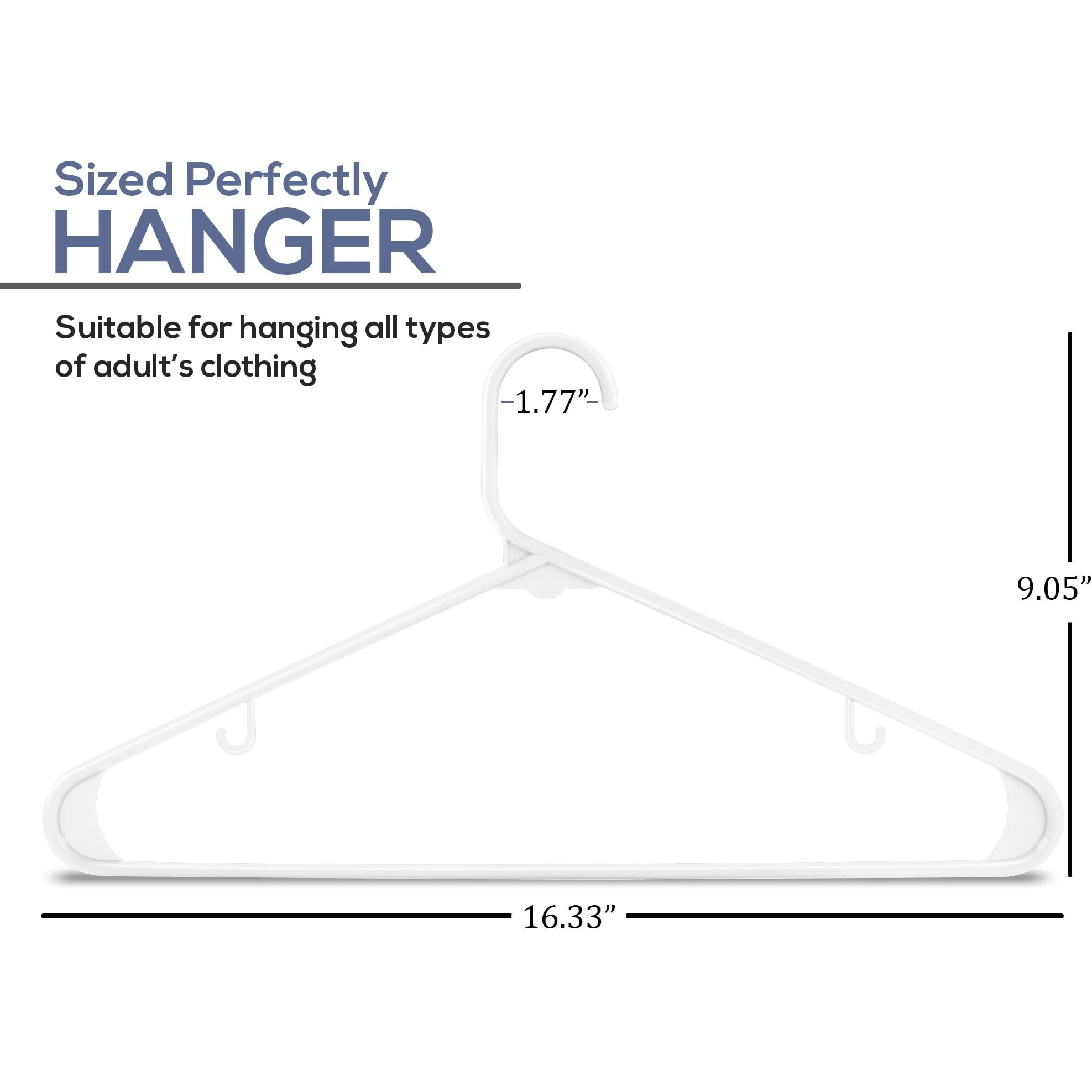Utopia Home Plastic Hangers 30 Pack - Clothes Hanger With Hooks - Durable & Space Saving Coat Hanger - Heavy Duty White Hangers - Skirt Hangers