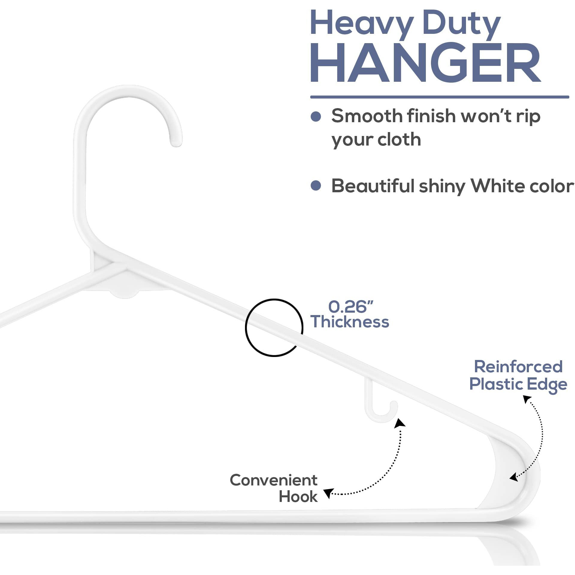 Utopia Home Plastic Hangers 30 Pack - Clothes Hanger With Hooks - Durable & Space Saving Coat Hanger - Heavy Duty White Hangers - Skirt Hangers