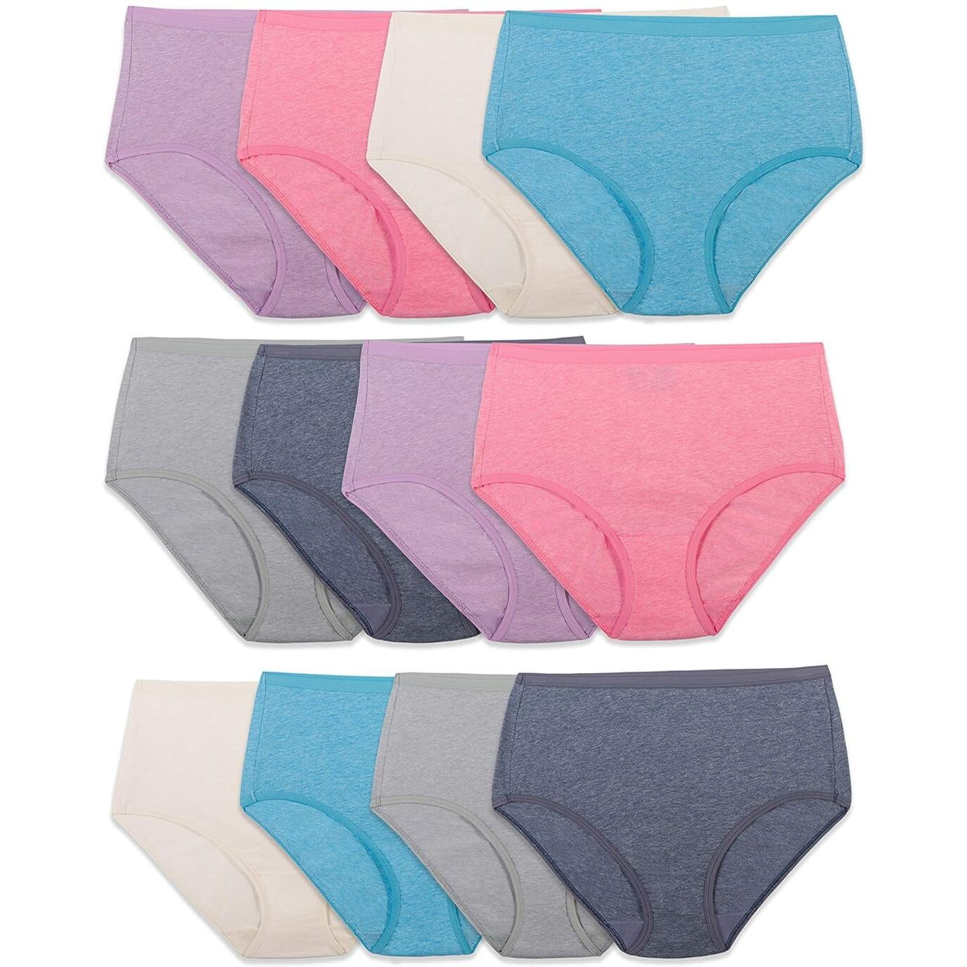 Fruit Of The Loom Womens Beyondsoft (Regular & Plus Size) Underwear, Brief - Cotton Blend 12 Pack Assorted Colors, 7 Us