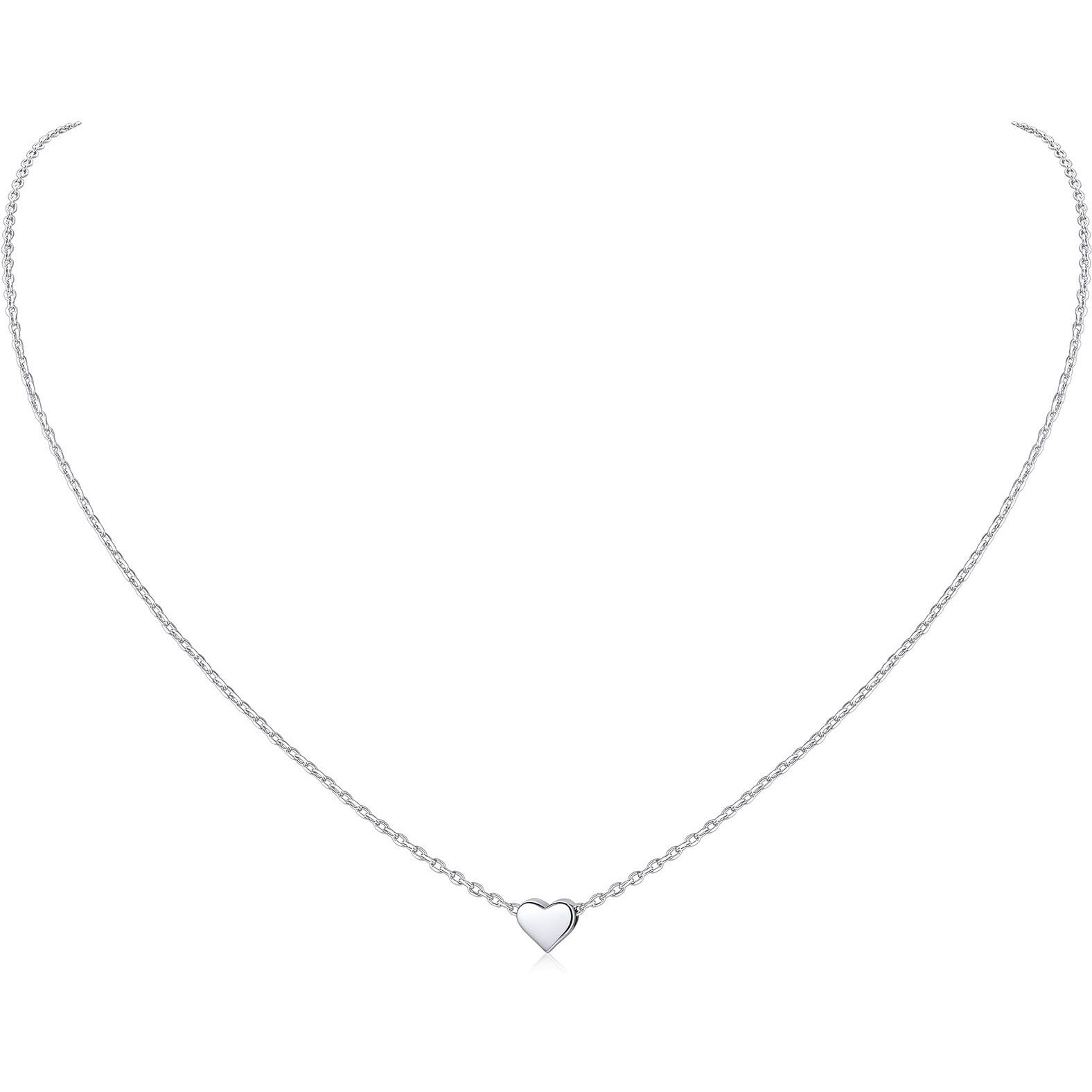 Chicsilver Silver Necklace For Women Tiny Small Heart Necklace For Women Endlessness Love Dainty Necklace - 16""
