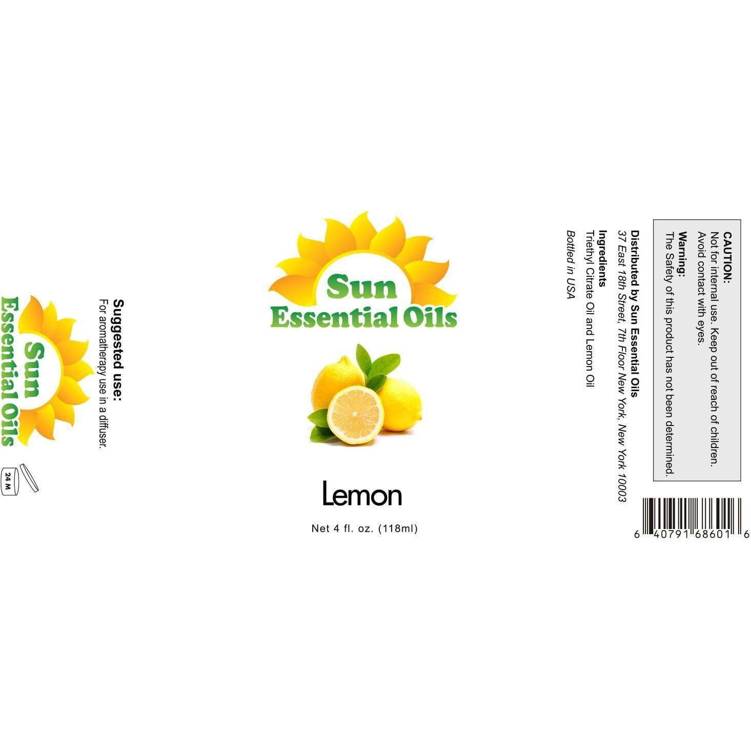 Sun Essential Oils 4Oz - Lemon Essential Oil - 4 Fluid Ounces