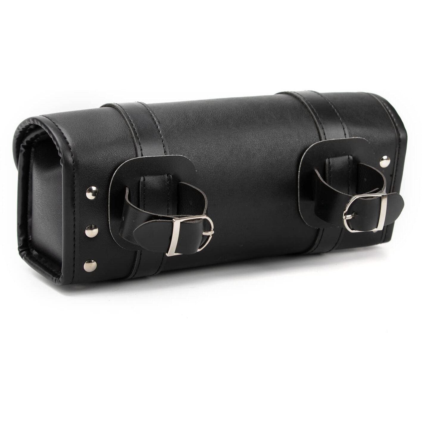 Motorcycle Bag, Universal Motorcycle Handlebar Bag, Motorcycle Fork Bag Pu Leather Black Roll Saddlebags For Honda Kawasaki Suzuki Yamaha