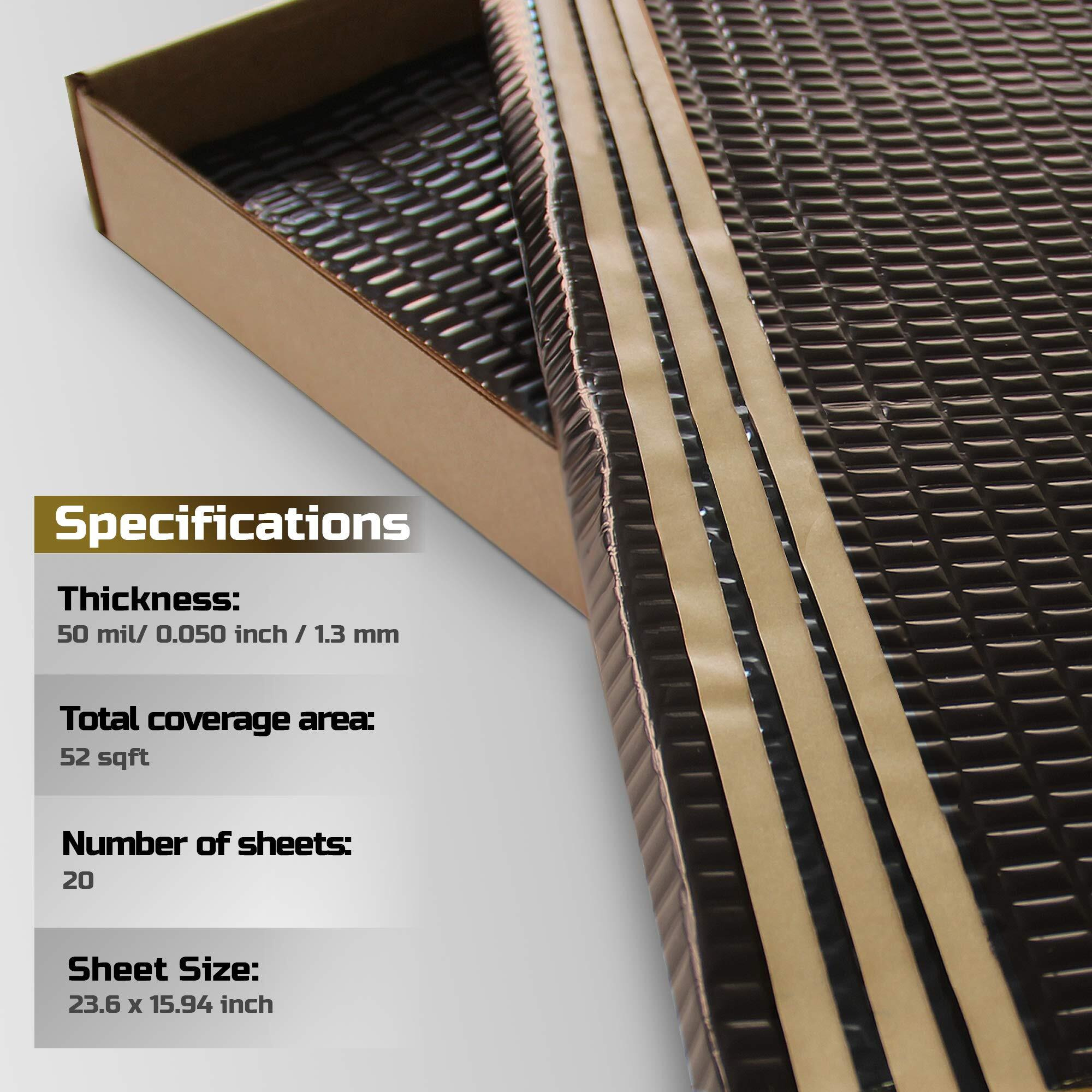 Siless Black 50 Mil 52 Sqft Sound Deadening Mat - Sound Deadener Mat - Car Sound Dampening Material - Sound Dampener - Sound Deadening Material Sound Insulation - Car Sound Deadening