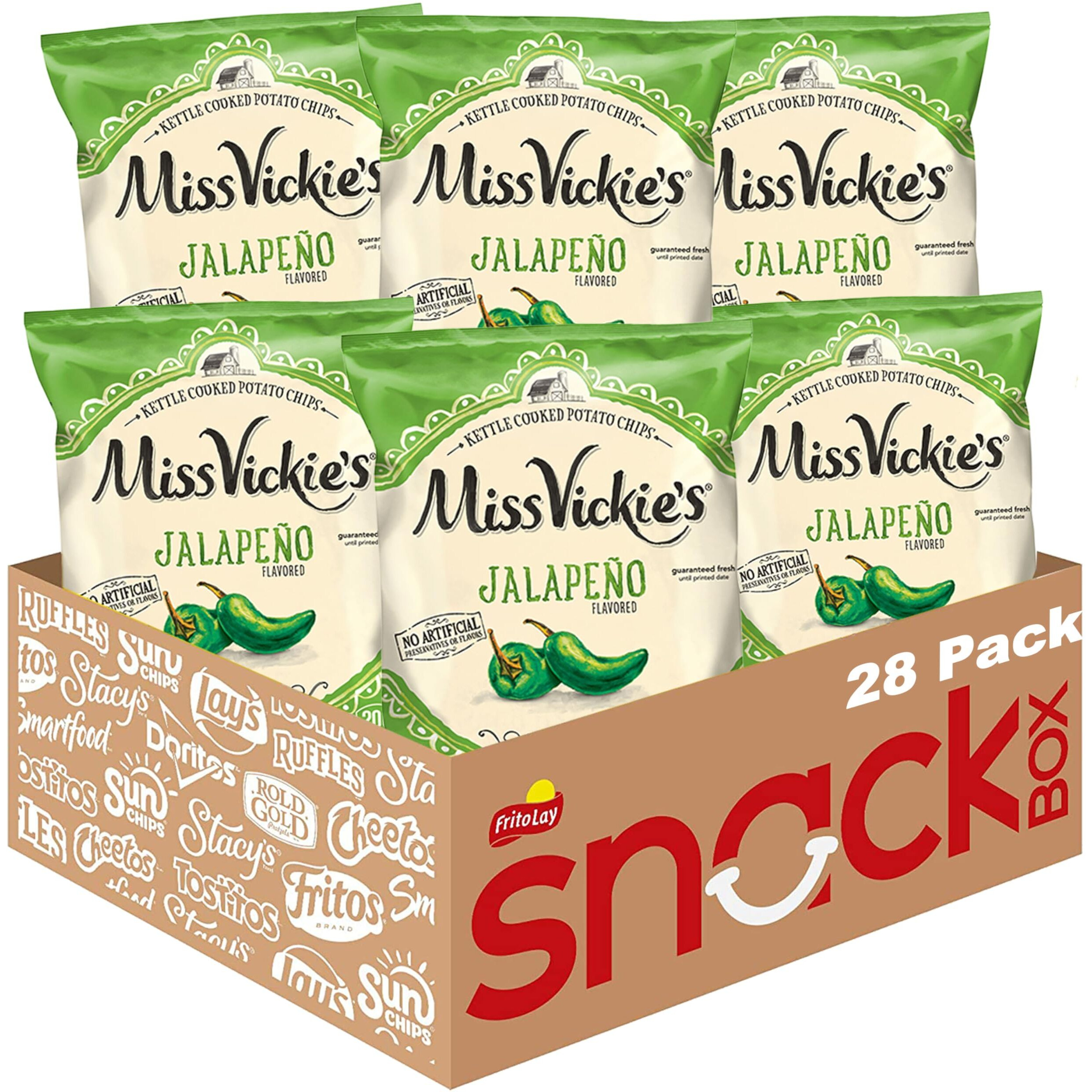 Miss Vickie's Kettle Cooked Potato Chips, Jalapeno, 1.375 Ounce (Pack Of 28)